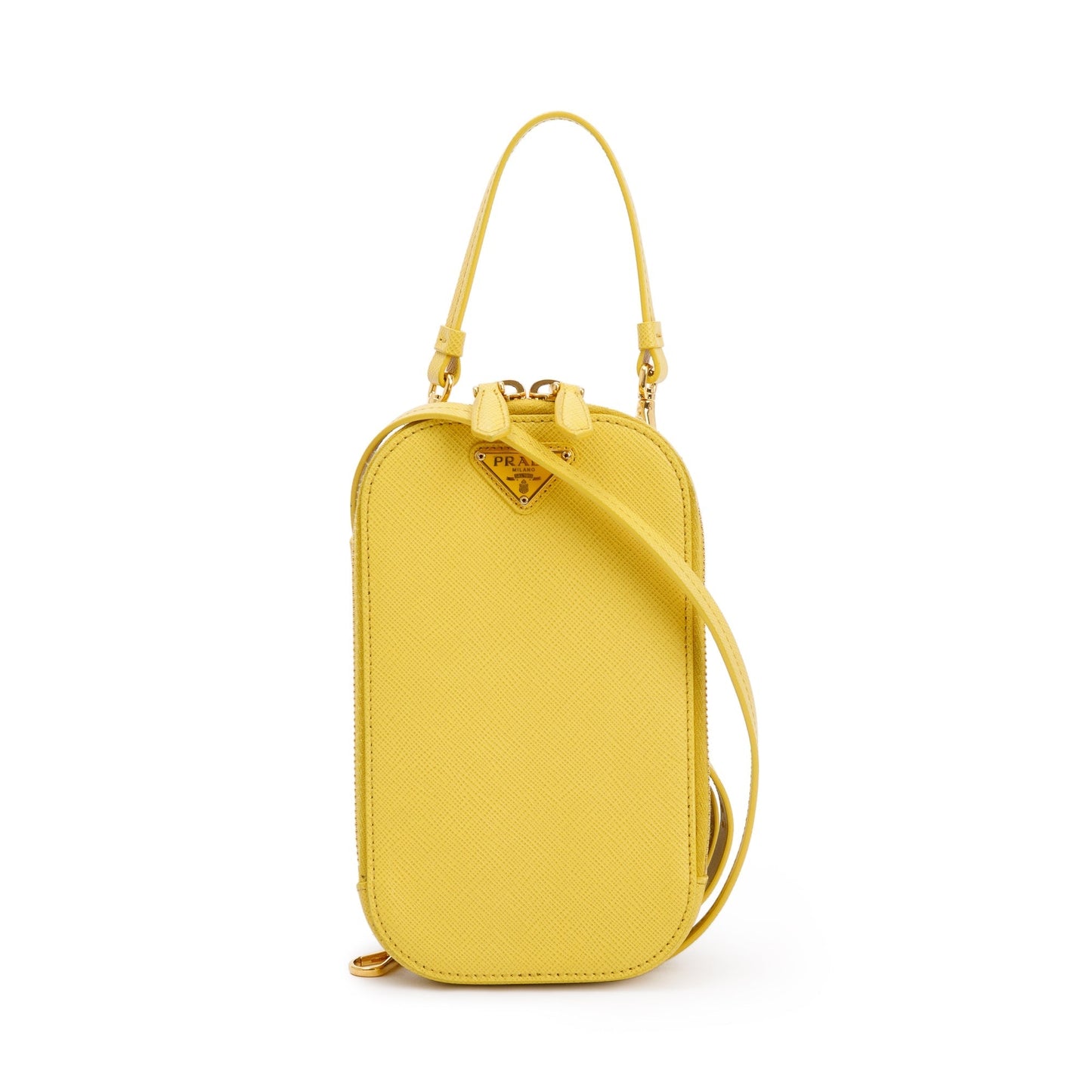 Prada Yellow Saffiano Triangle Phone Bag Travel Bag