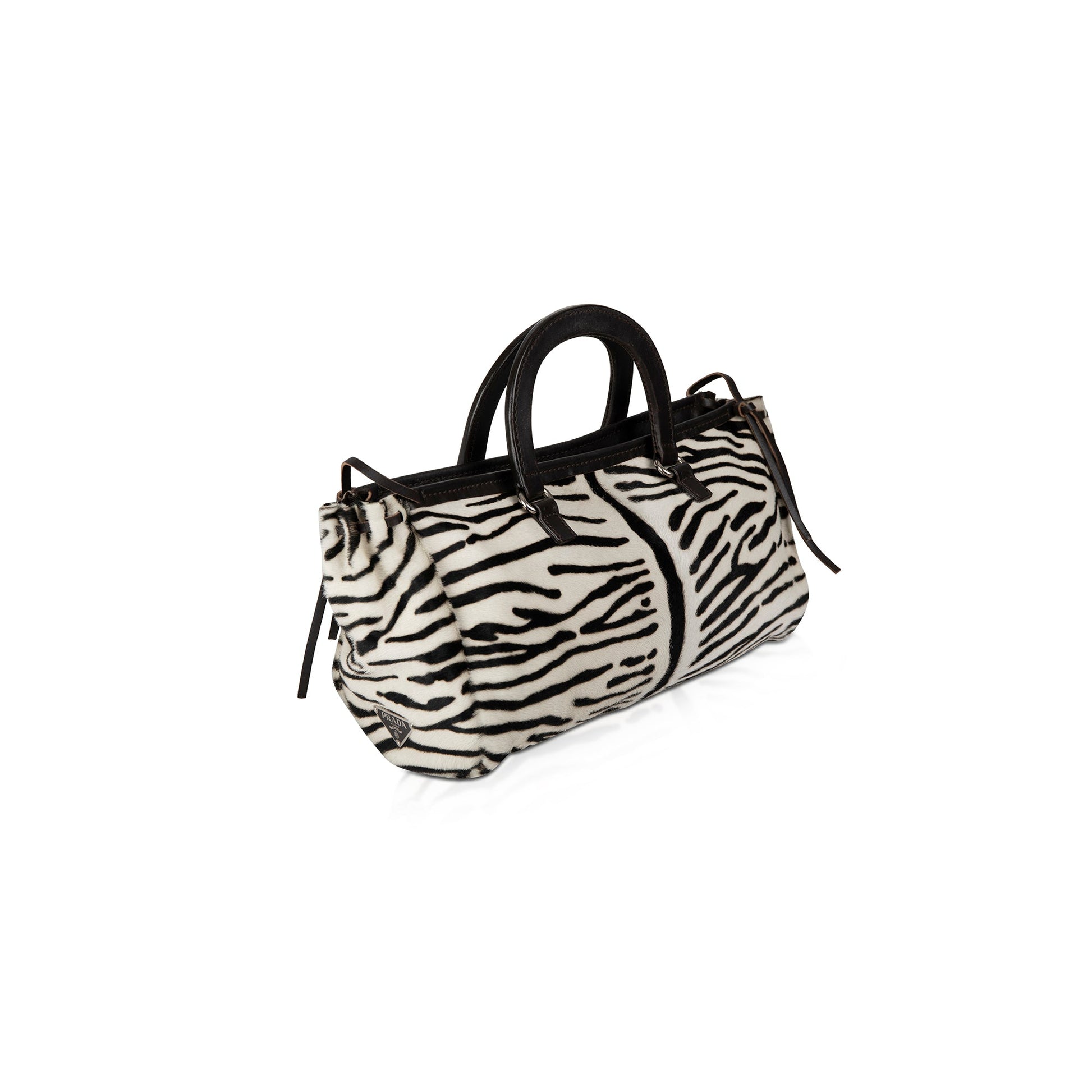 Prada Zebra Print Pony Hair Handle Bag Travel Bag