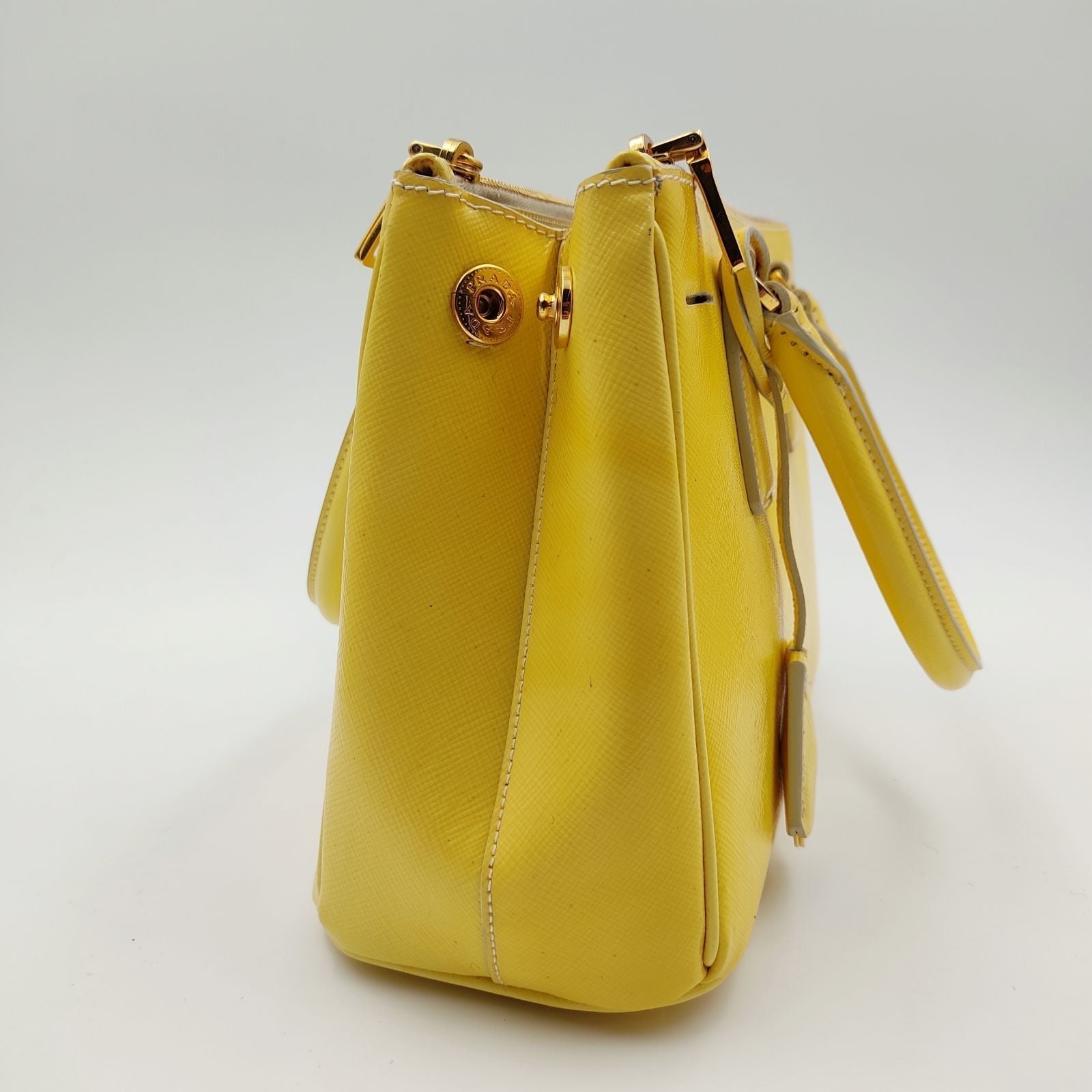 Prada Galleria Bag In Leather Patent Yellow Travel Bag