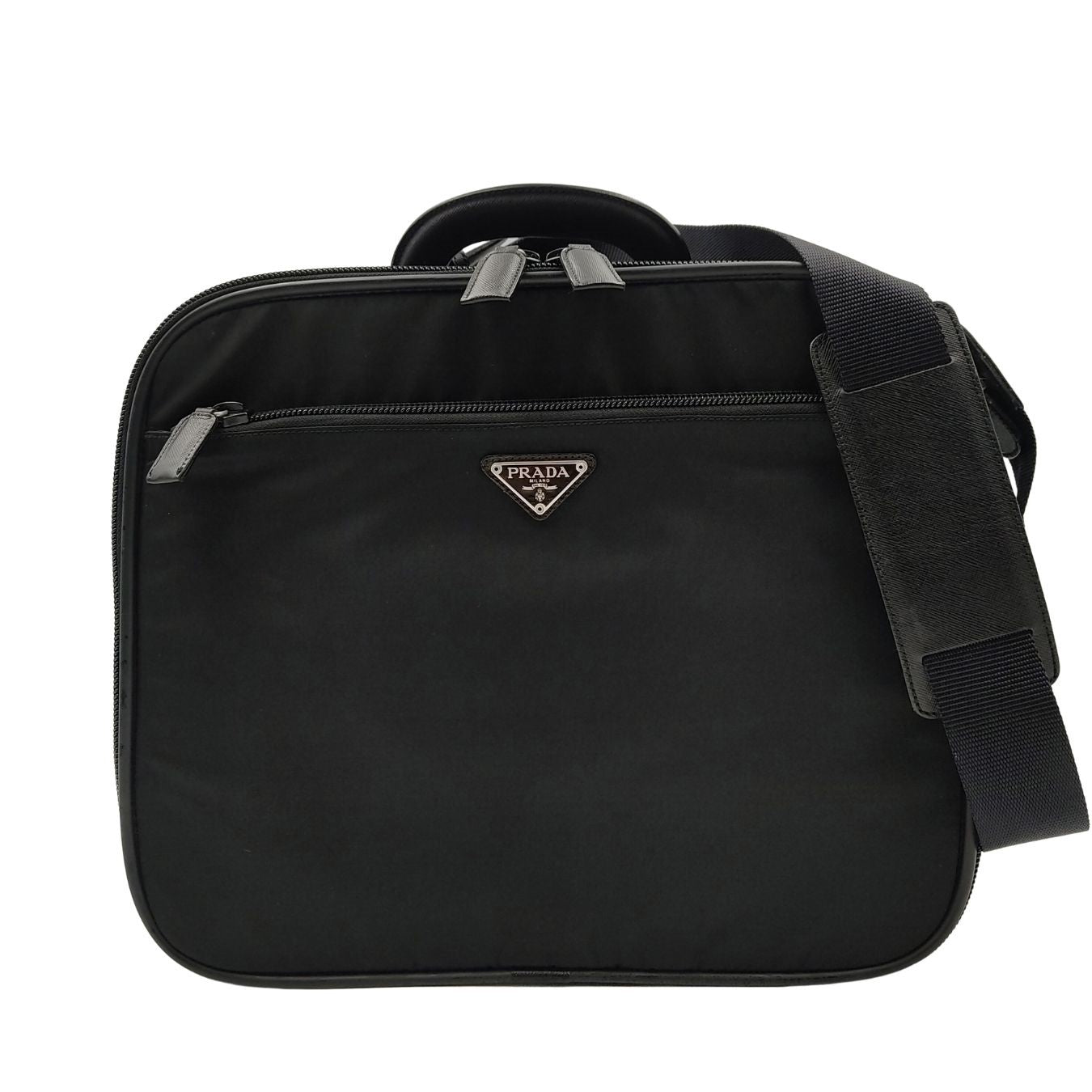 Prada Business Bag In And Leather Nylon Saffiano Travel Bag