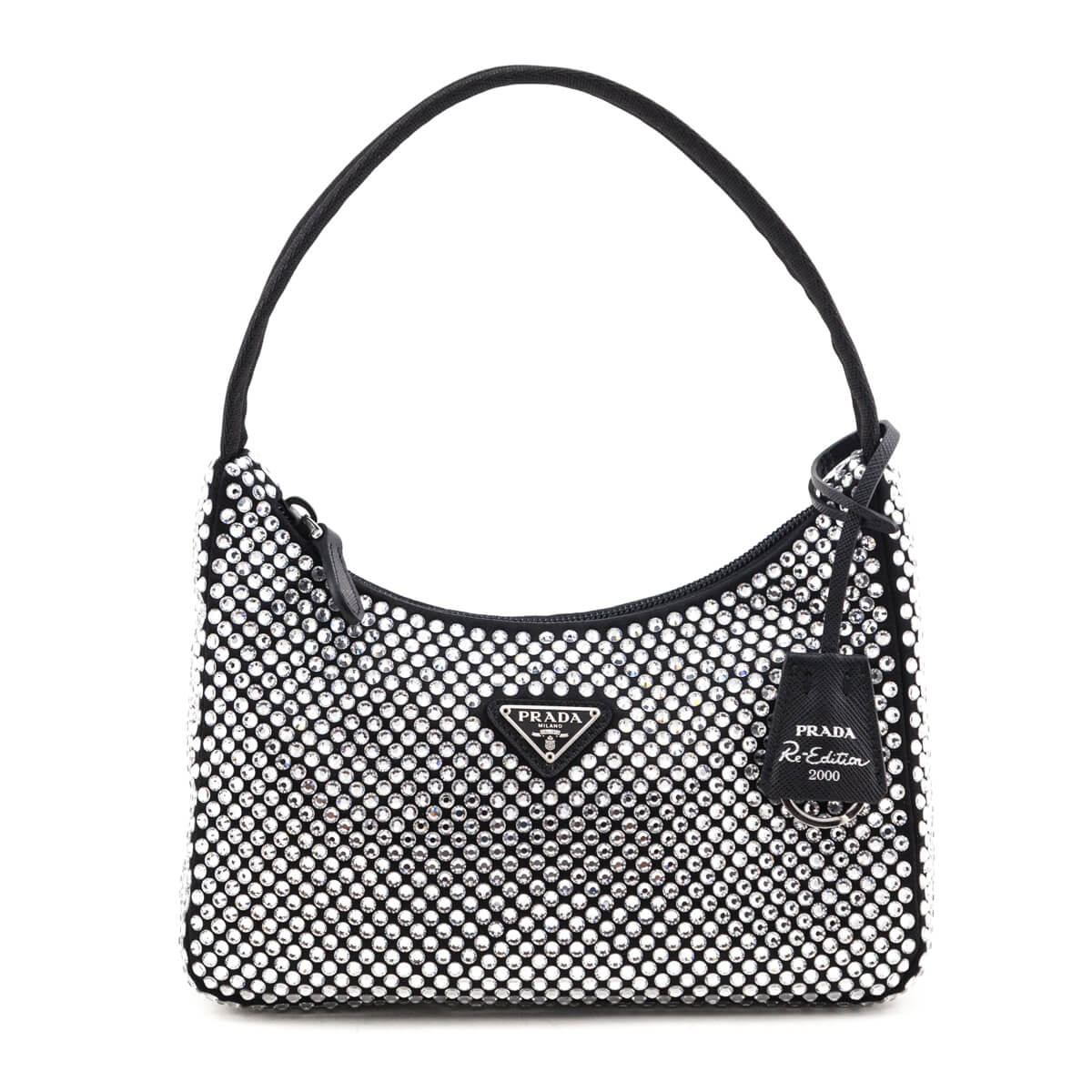 Prada Handbag & Crystal Re-Edition Bag Satin Black Mini Mini Bag