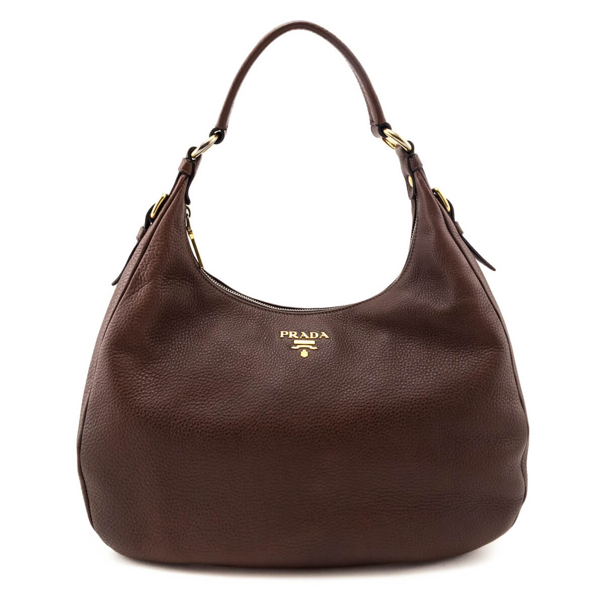 Prada Handbag Daino Hobo Vitello Brown Hobo Bag