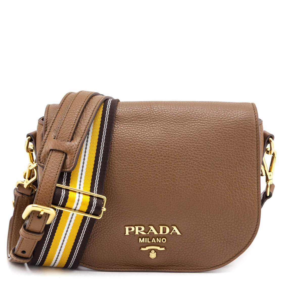 Prada Handbag Caramel Daino Saddle Bag Crossbody Vitello Crossbody Bag