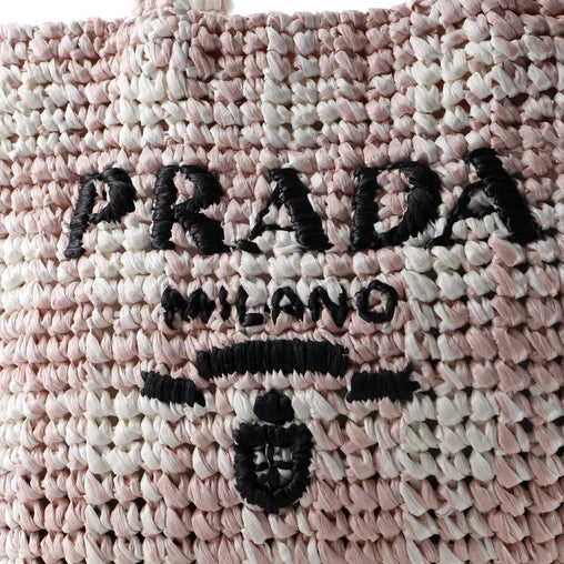 Prada Tote Raffia Small Logo Shoulder Bag