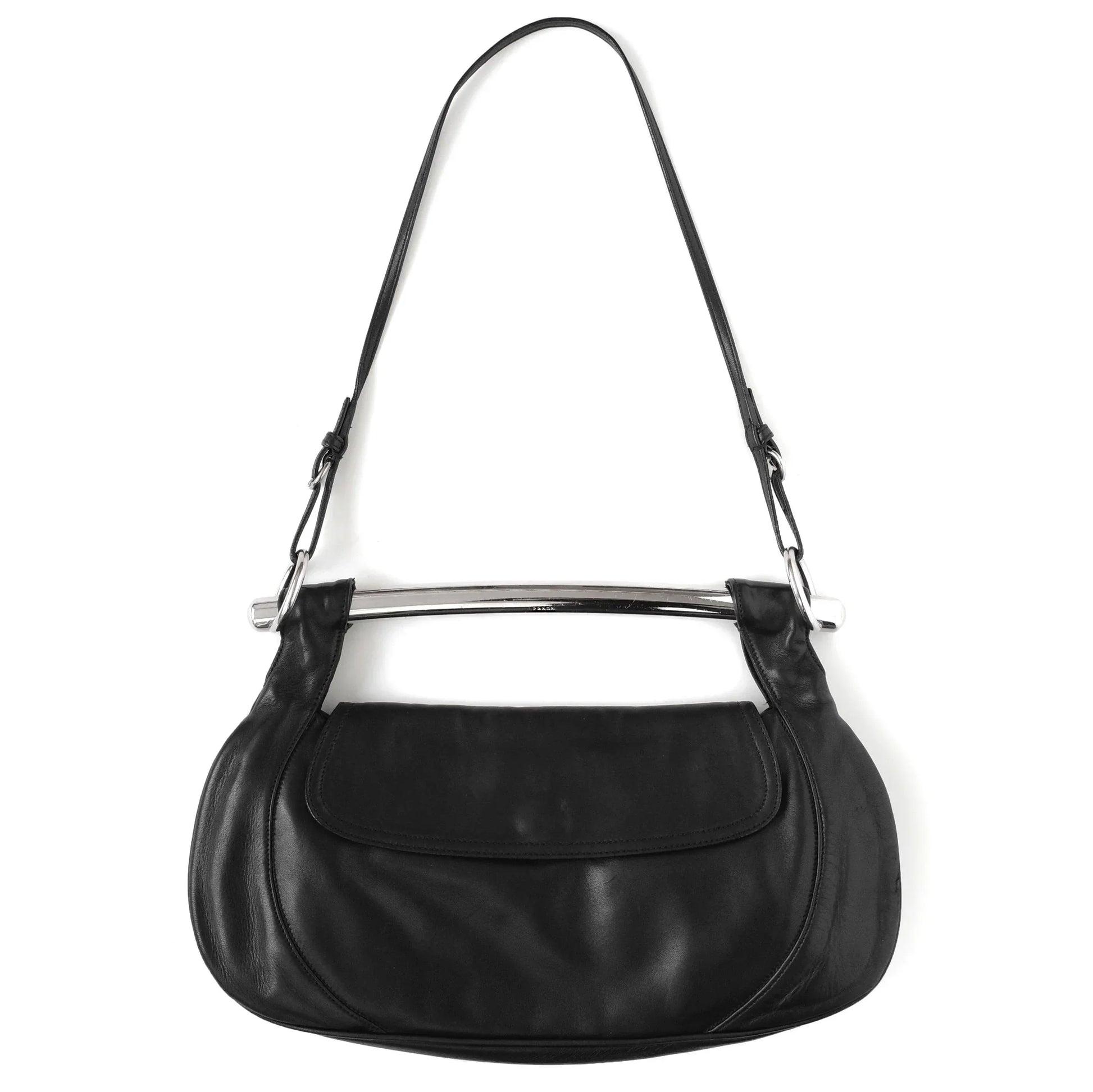 Prada Shoulder Bag SS 2 Leather Metal Black