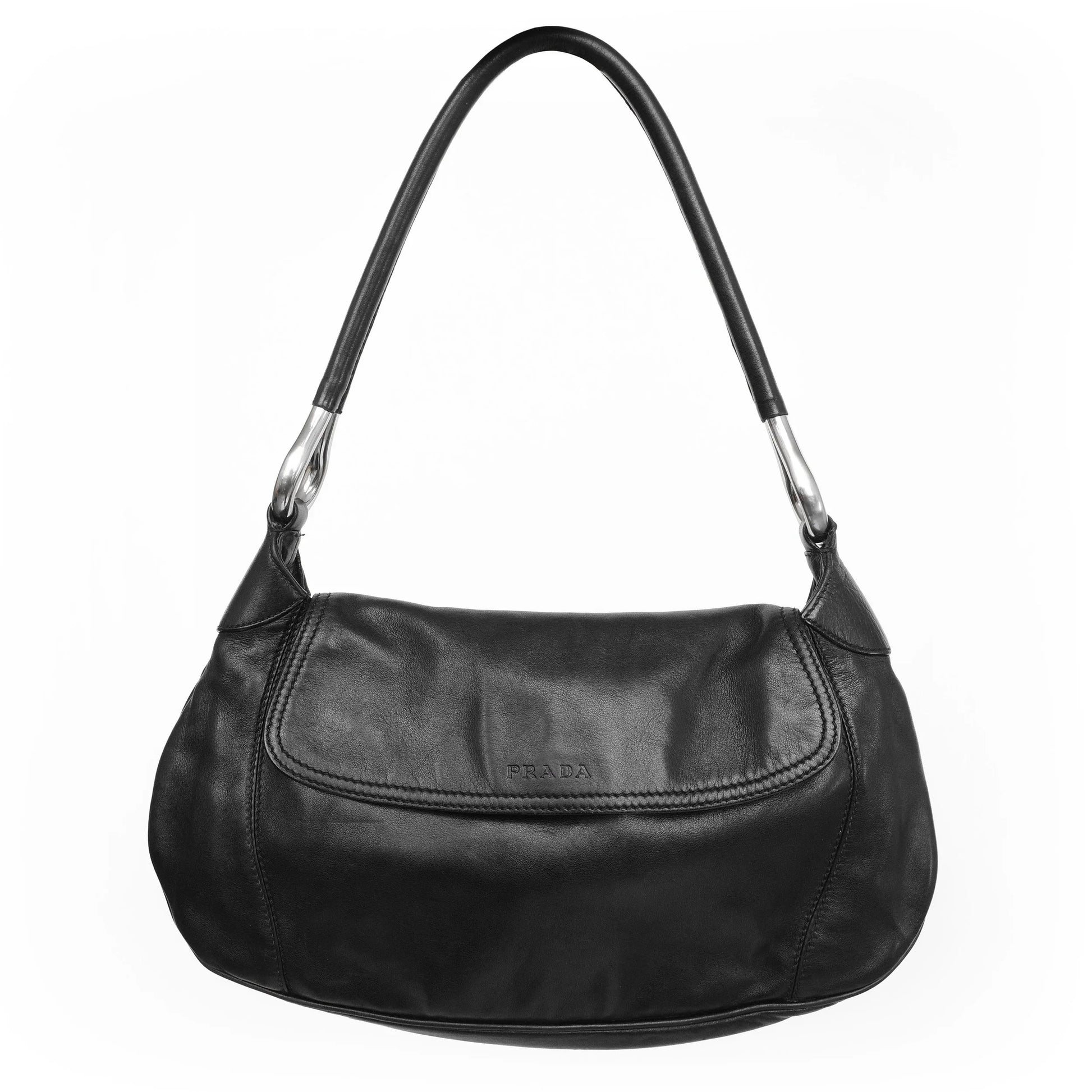 Prada Shoulder Bag SS 4 Leather Metal Black Jewelry