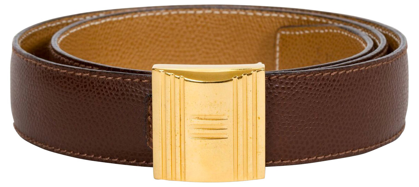 Hermes Lock Reversible Belt Handbag Brown Gold