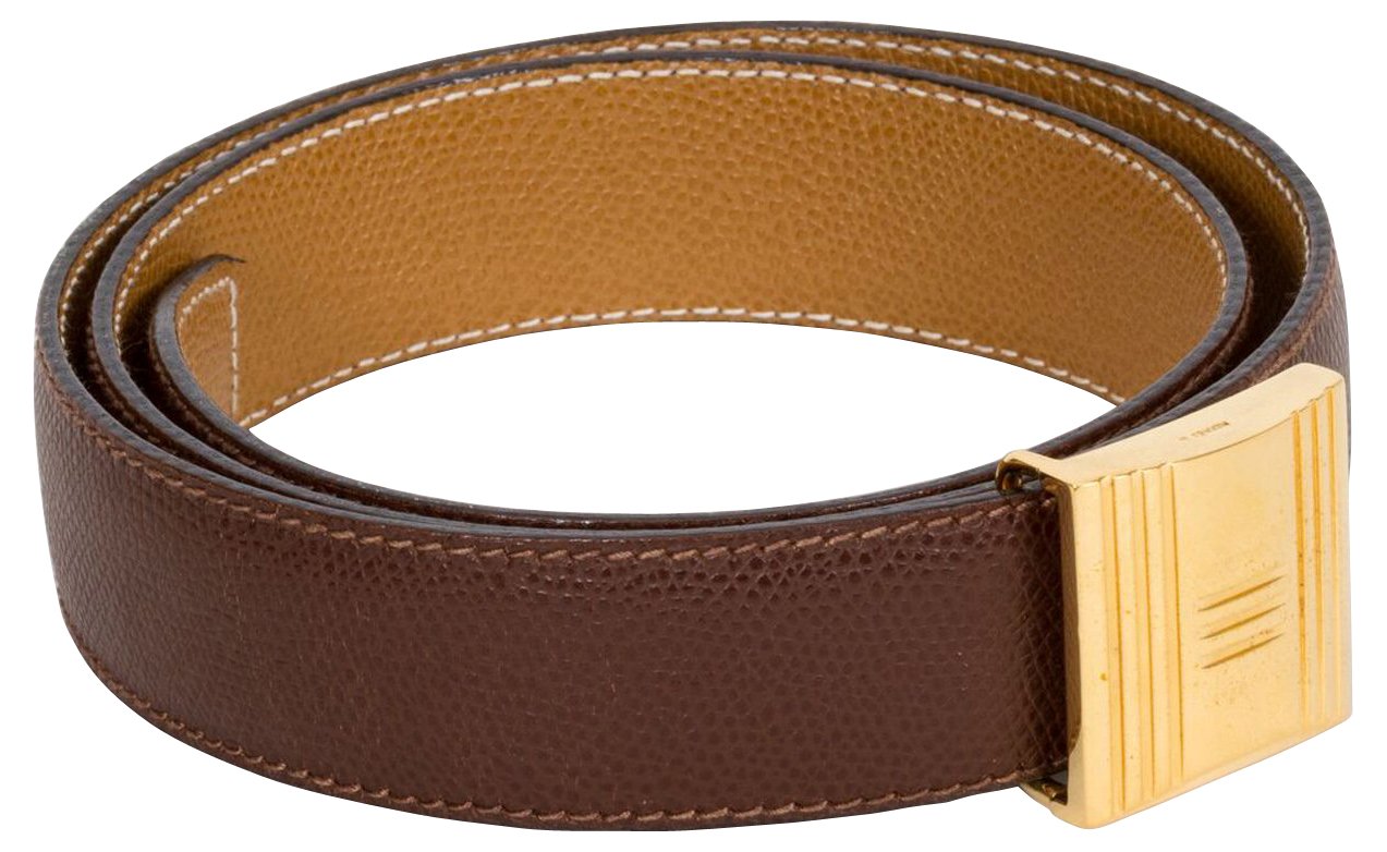 Hermes Lock Reversible Belt Handbag Brown Gold