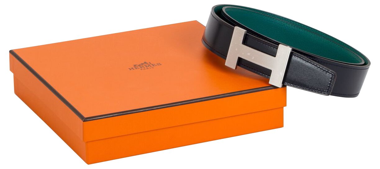 Hermes Malachite Reversible Belt Handbag Blue