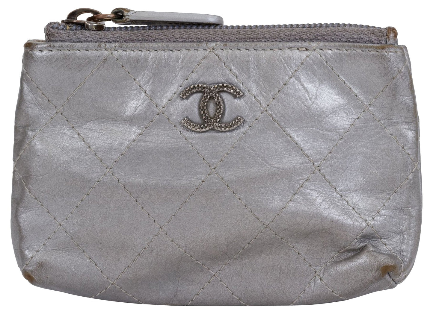 Chanel Metallic Pochette Silver Small Handbag