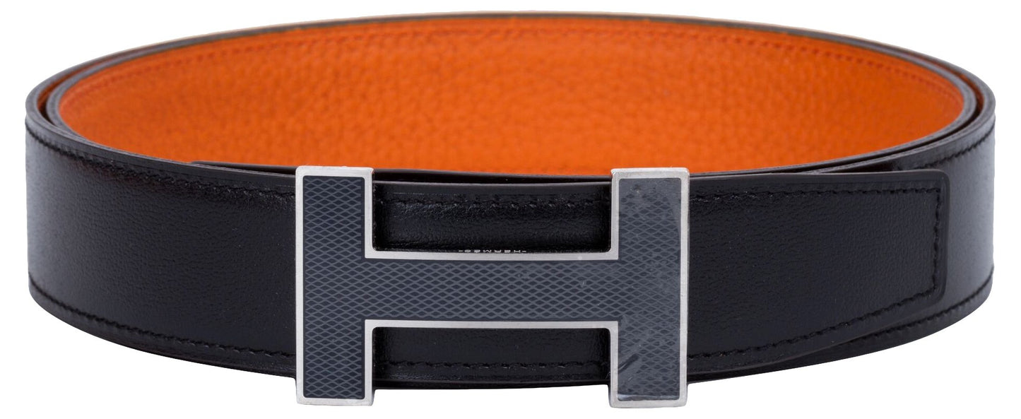 Hermes Belt Handbag Black Orange