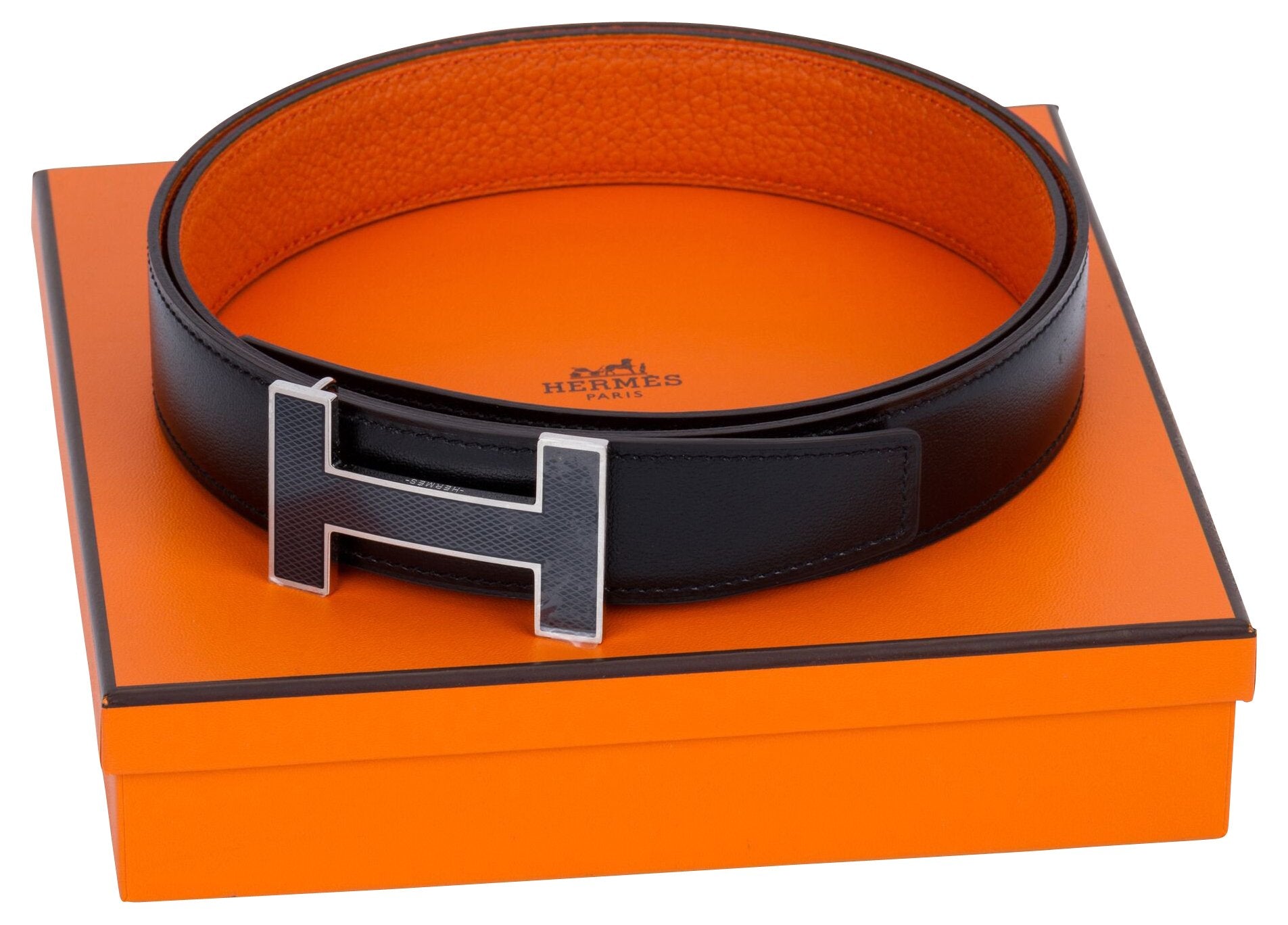 Hermes Belt Handbag Black Orange