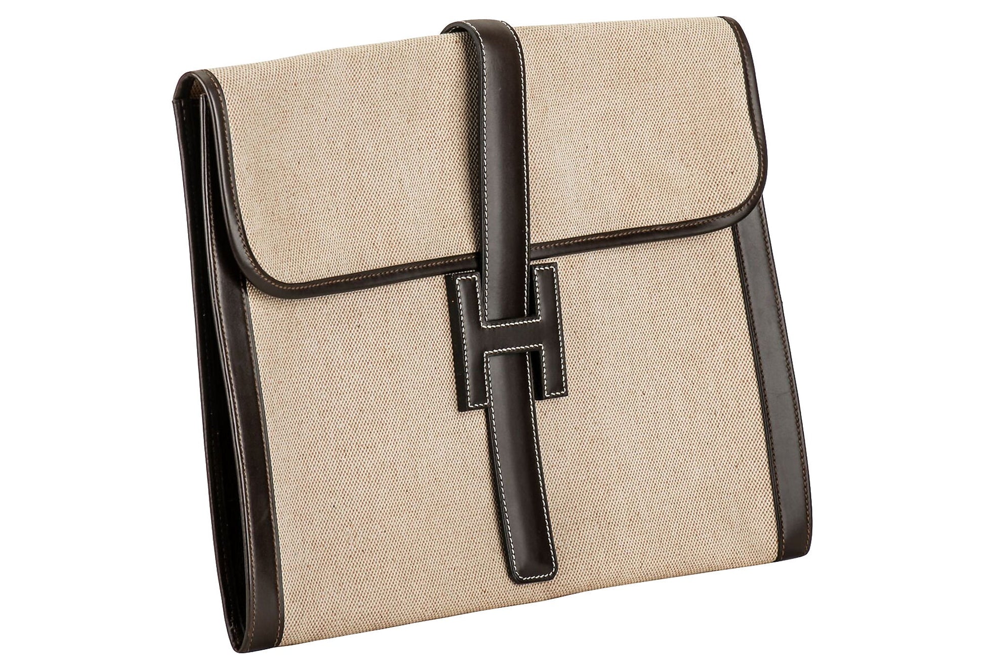 Hermes Jige Toile Clutch Brown Clutch Bag
