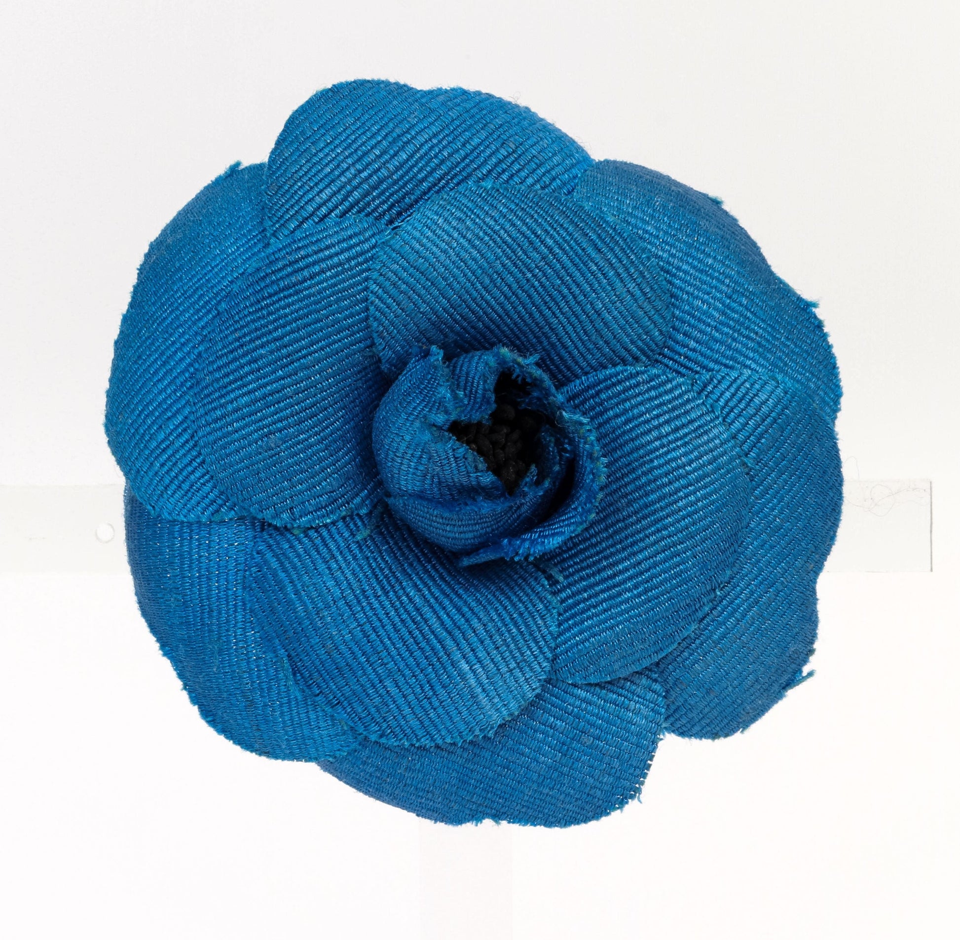 Chanel fabric camellia brooch Handbag Blue Large