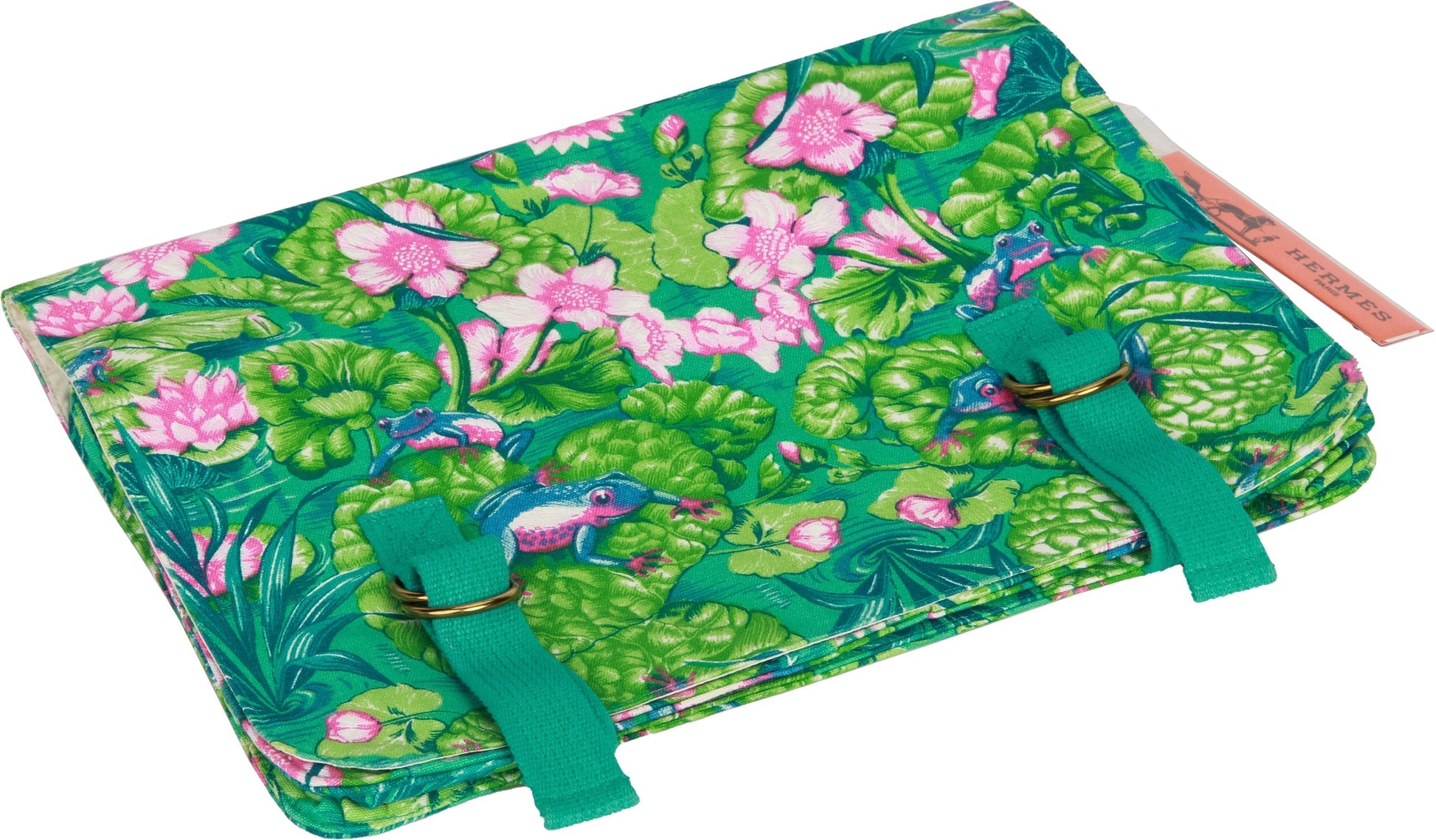 Hermes Frogs Toile Clutch Green Clutch Bag