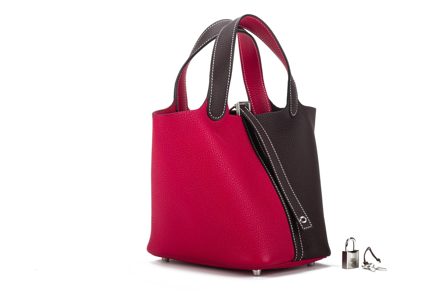 Hermes Nib Picotin Rose Extreme Handbag Brown Travel Bag