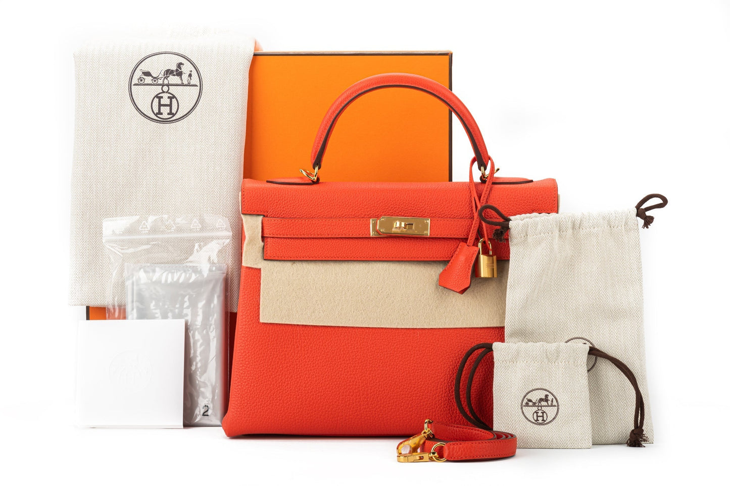 Hermes Brand New Kelly Capucine Togo Handbag Travel Bag