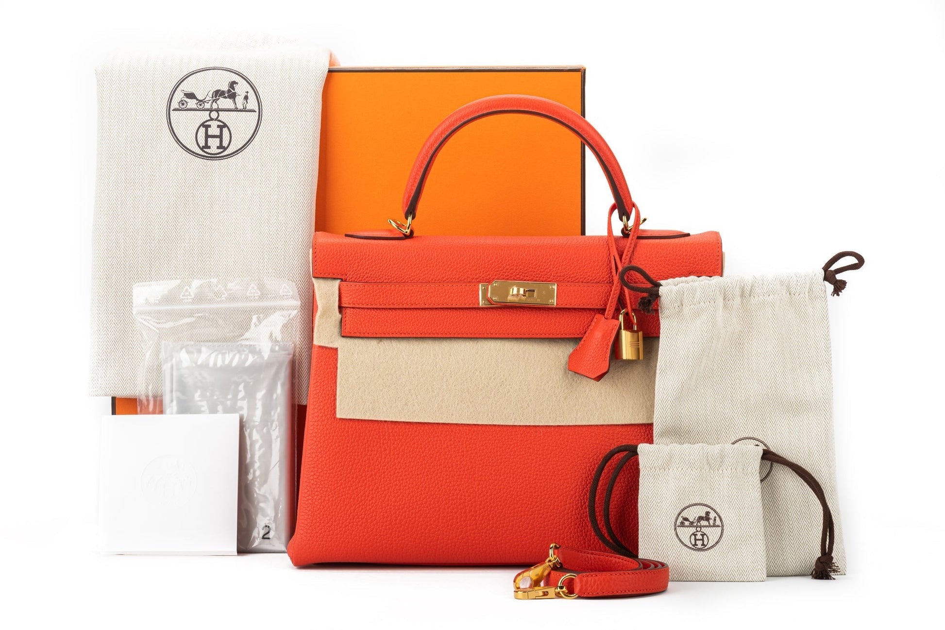Hermes Brand New Kelly Capucine Togo Handbag Travel Bag