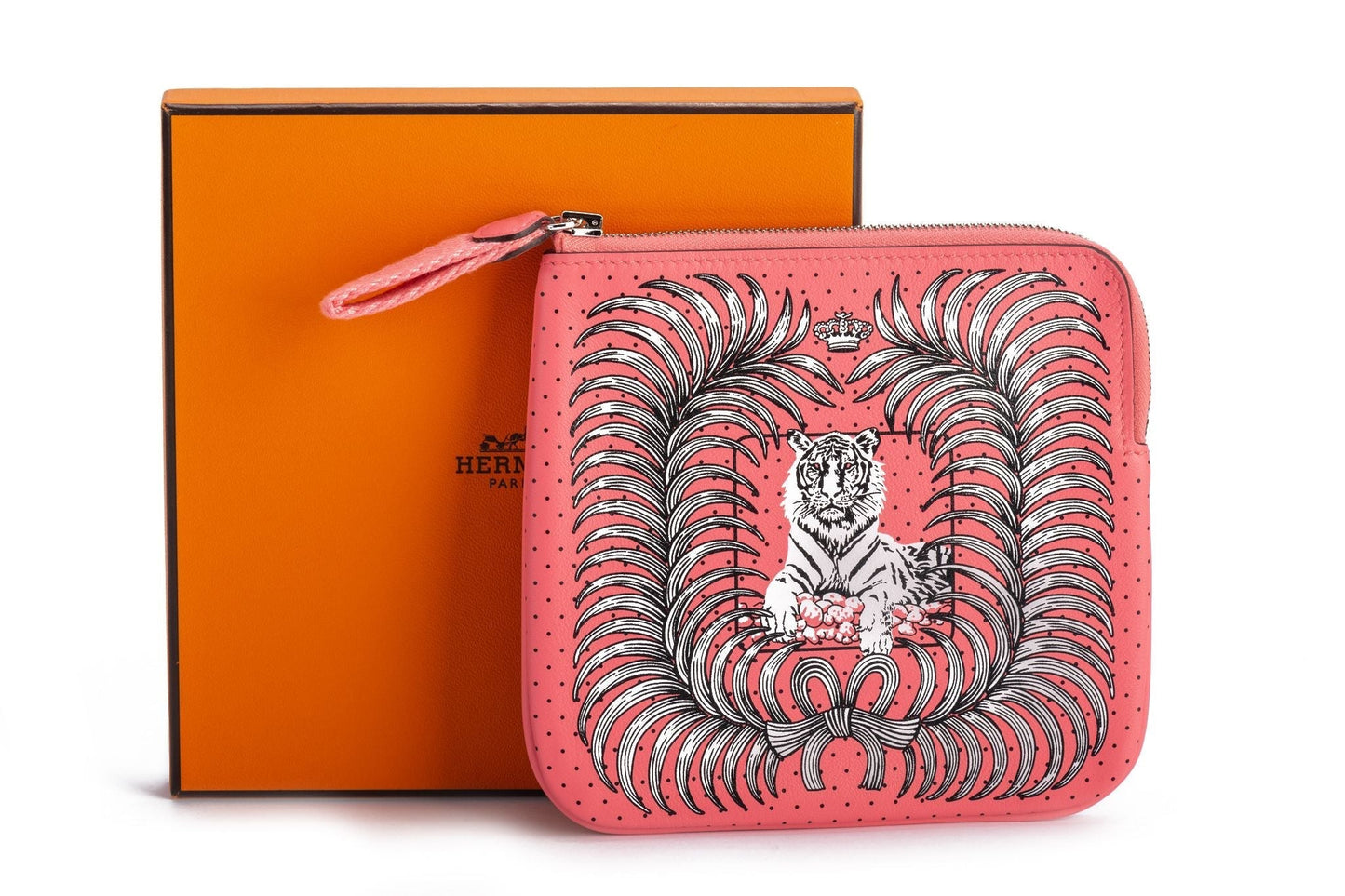 Hermes Rose Eteâ Tiger Pochette Bnib Handbag Travel Bag