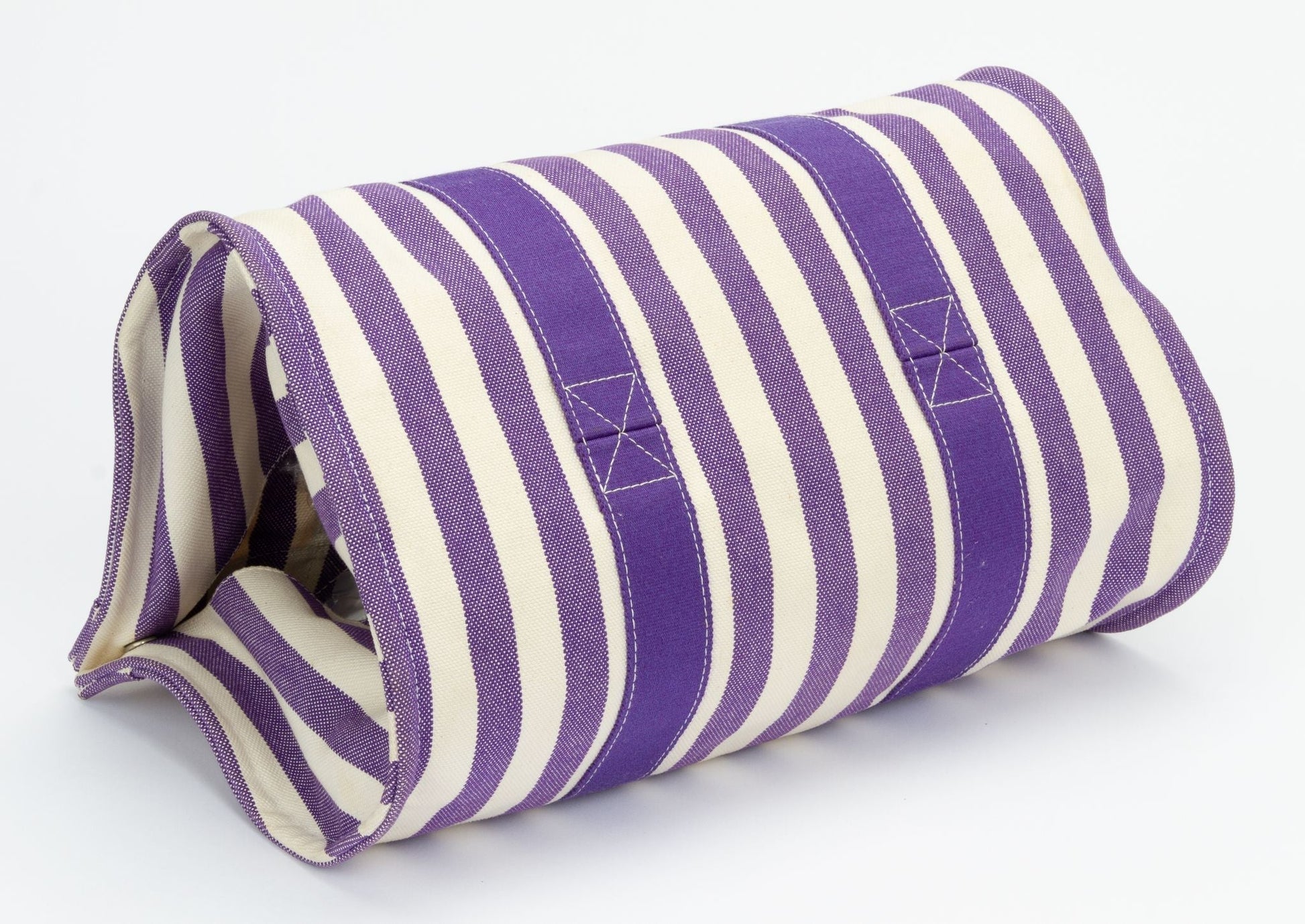 Hermes Striped Beach Bag Purple Travel Bag