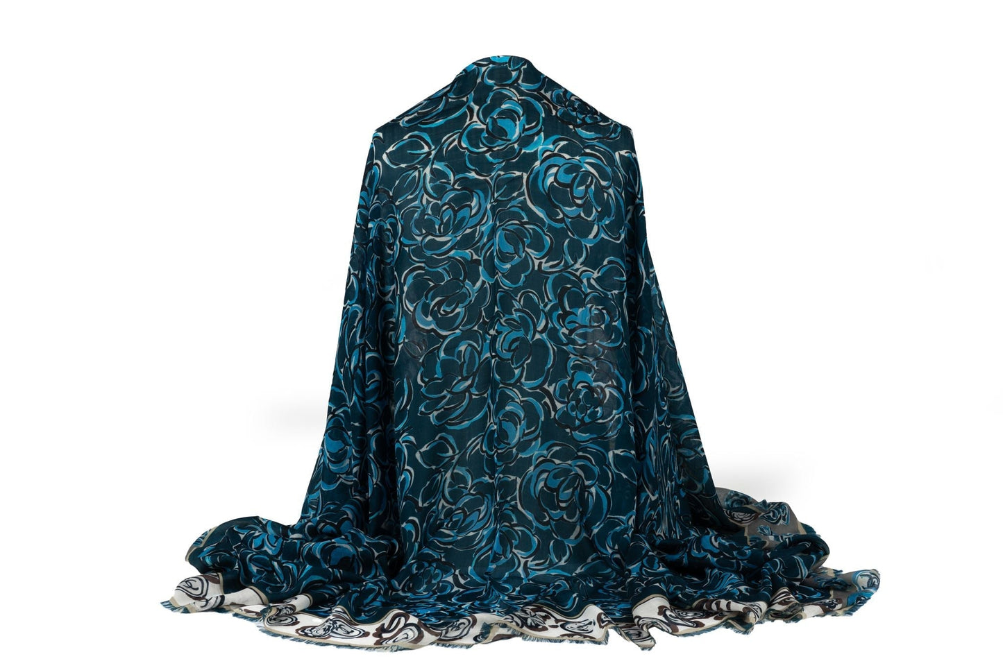 Chanel New Navy Camellia Cashmere Shawl Handbag