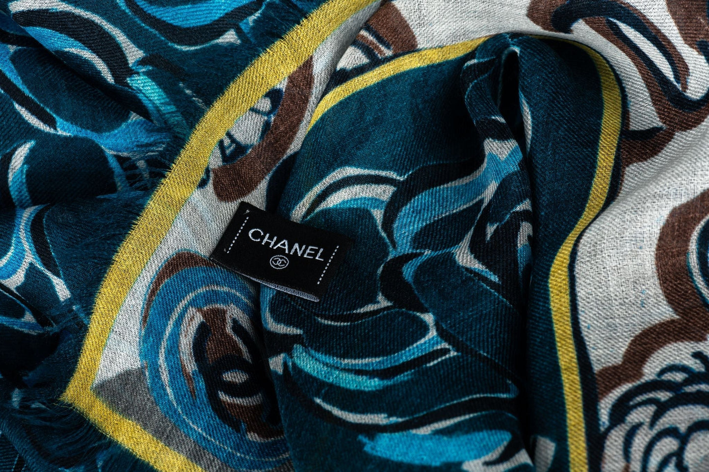 Chanel New Navy Camellia Cashmere Shawl Handbag