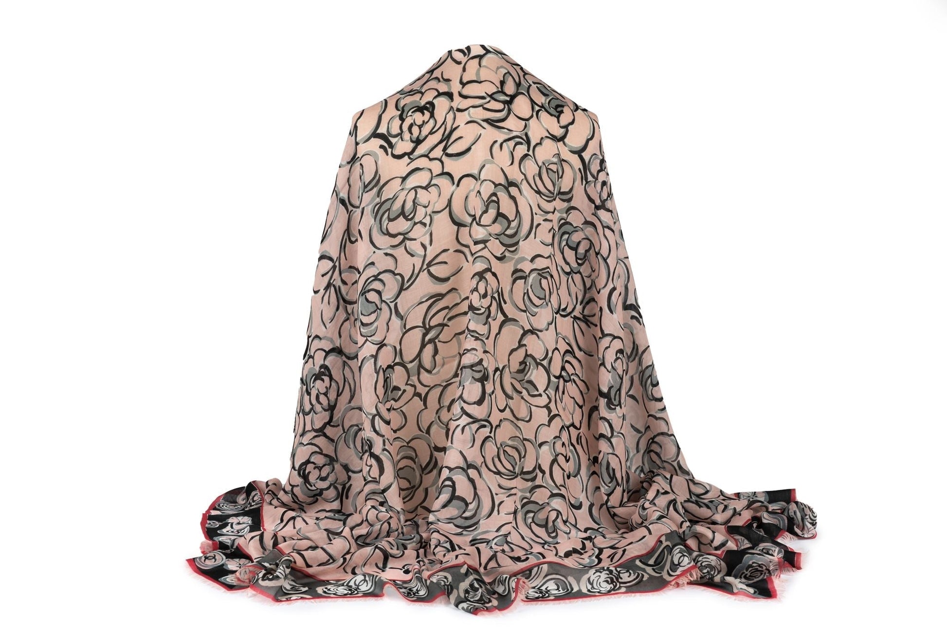 Chanel New Camellia Cashmere Shawl Handbag Pink