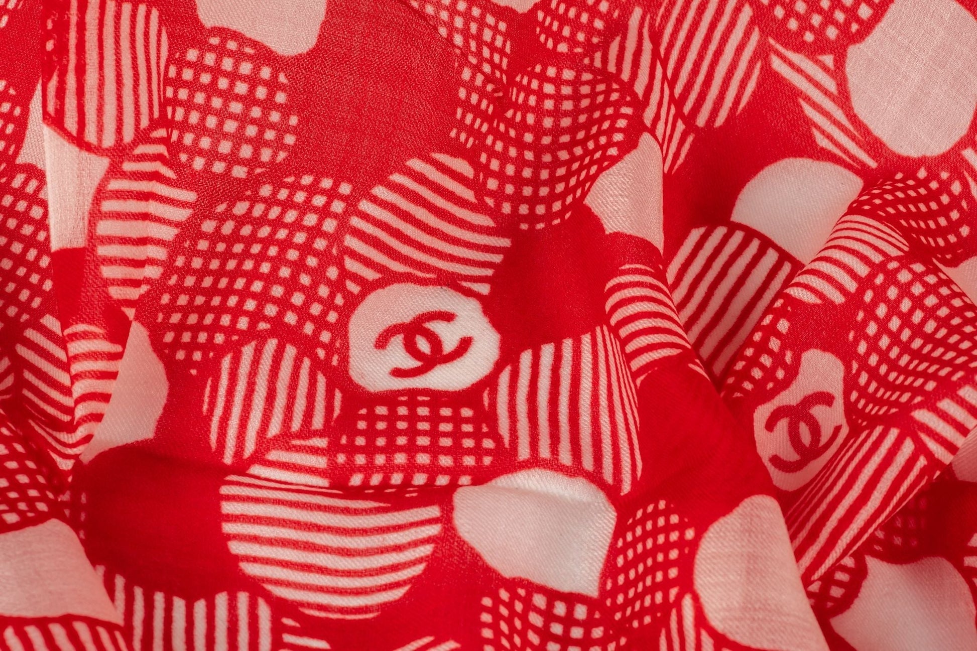Chanel New Camellia Shawl Handbag White Red