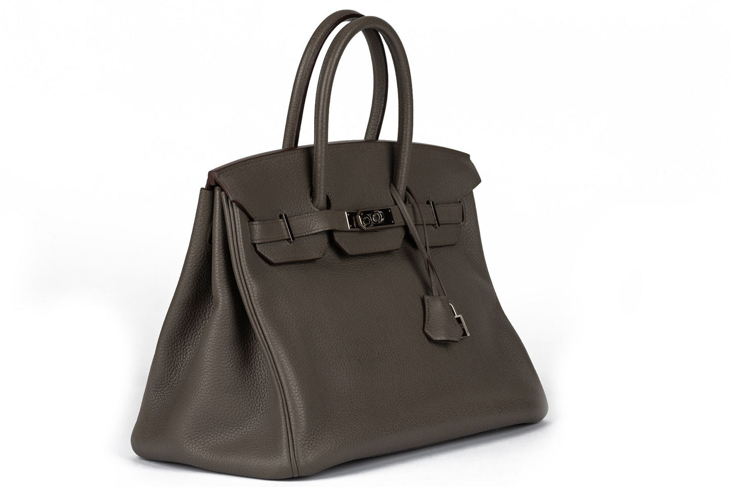 Hermes Birkin Etain Clemence Handbag Leather Travel Bag