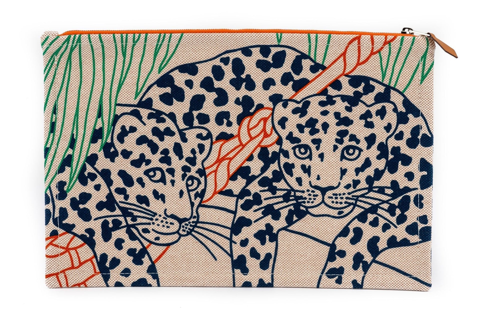 Hermes New Jaguars Toile Pochette Handbag Travel Bag
