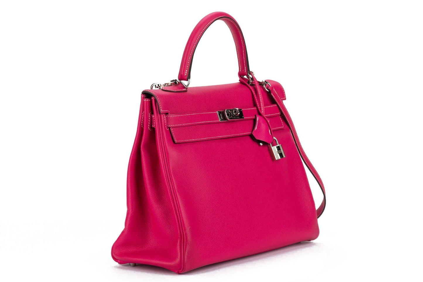 Hermes Rose Tyrien Tosca Verso Kelly Handbag Travel Bag