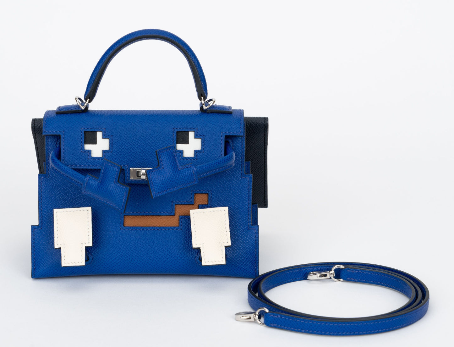 Hermes New Kelly Idole Picto Handbag Blue Mini Travel Bag