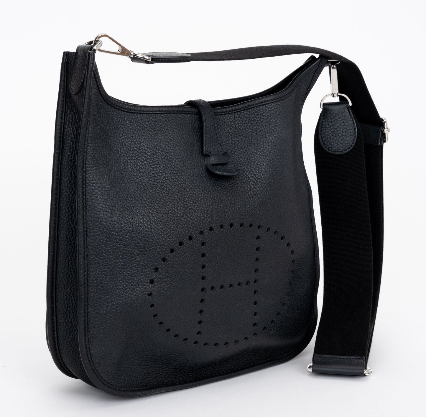 Hermes Pm Clemence Evelyne Bag Black Travel Bag