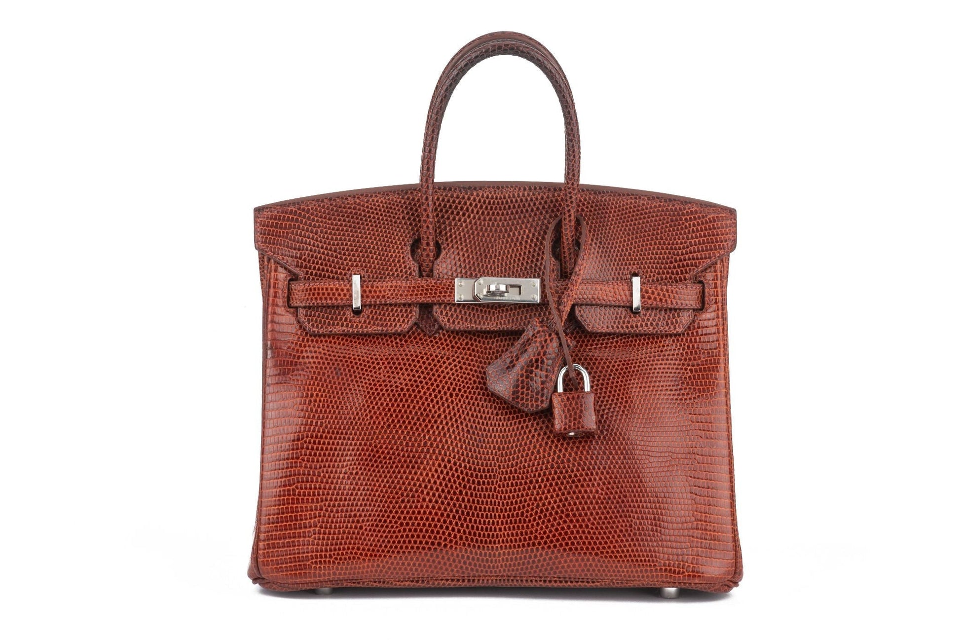 Hermes Birkin Brique Lizard Palladium Handbag Travel Bag