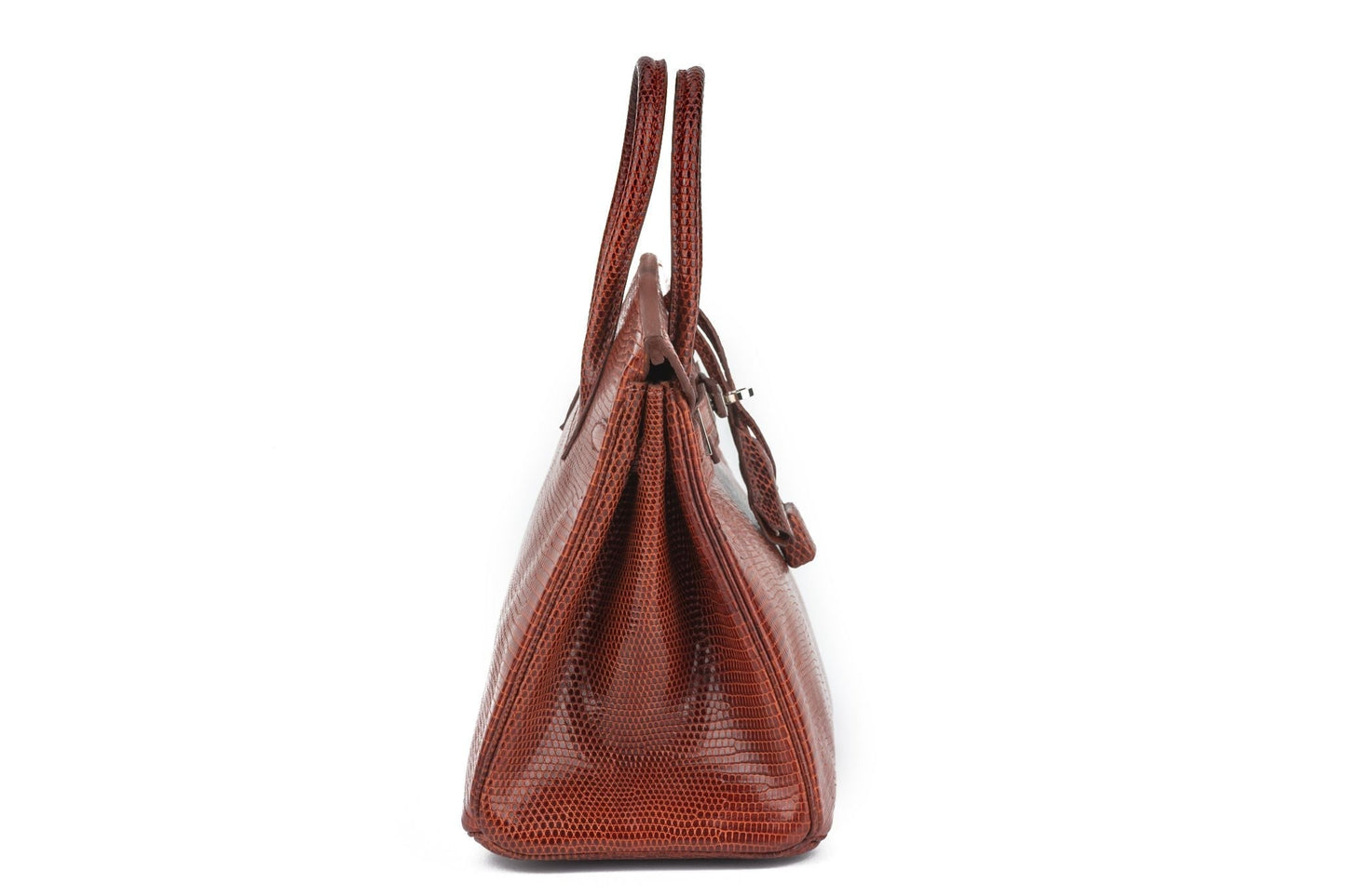 Hermes Birkin Brique Lizard Palladium Handbag Travel Bag
