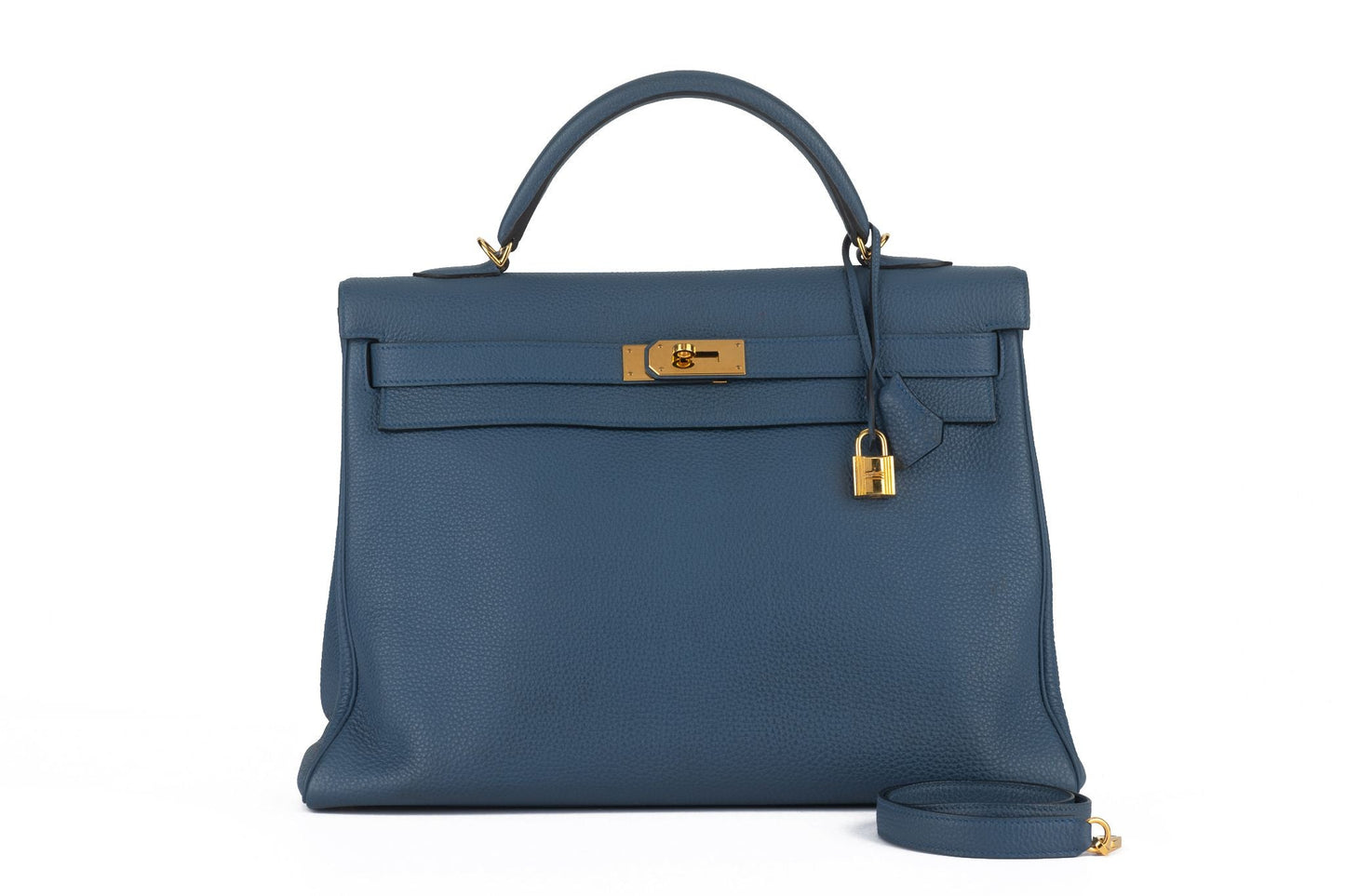 Hermes Brighton Kelly Retourne Handbag Blue Travel Bag
