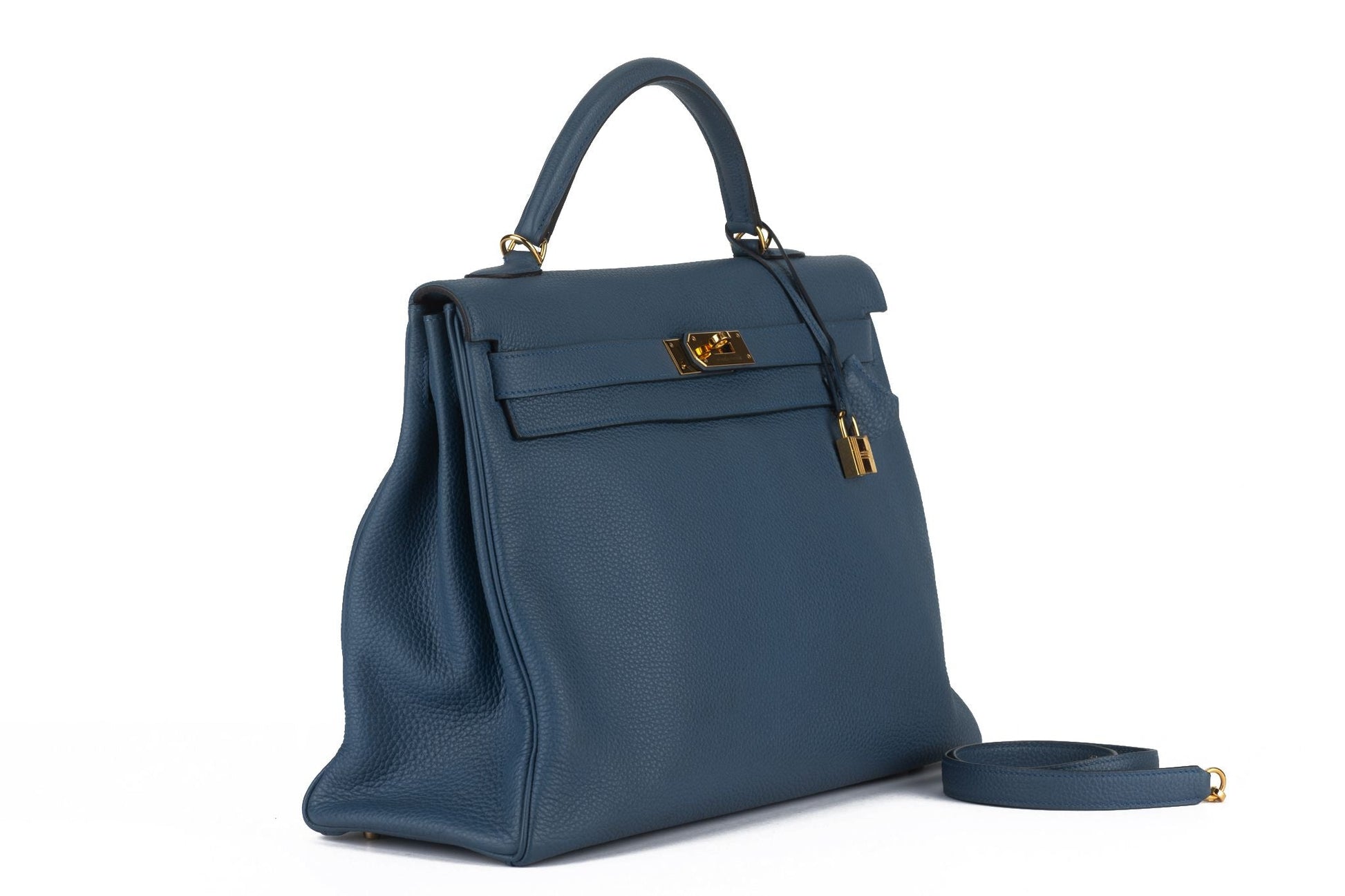 Hermes Brighton Kelly Retourne Handbag Blue Travel Bag