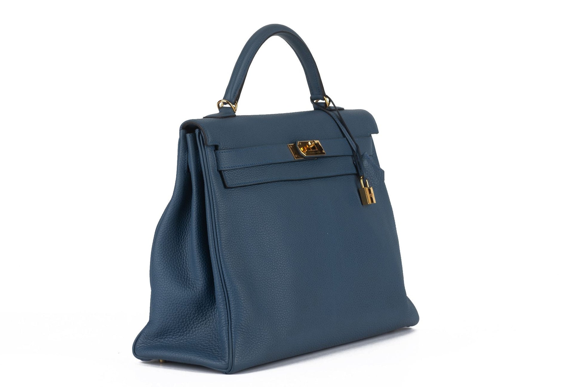 Hermes Brighton Kelly Retourne Handbag Blue Travel Bag