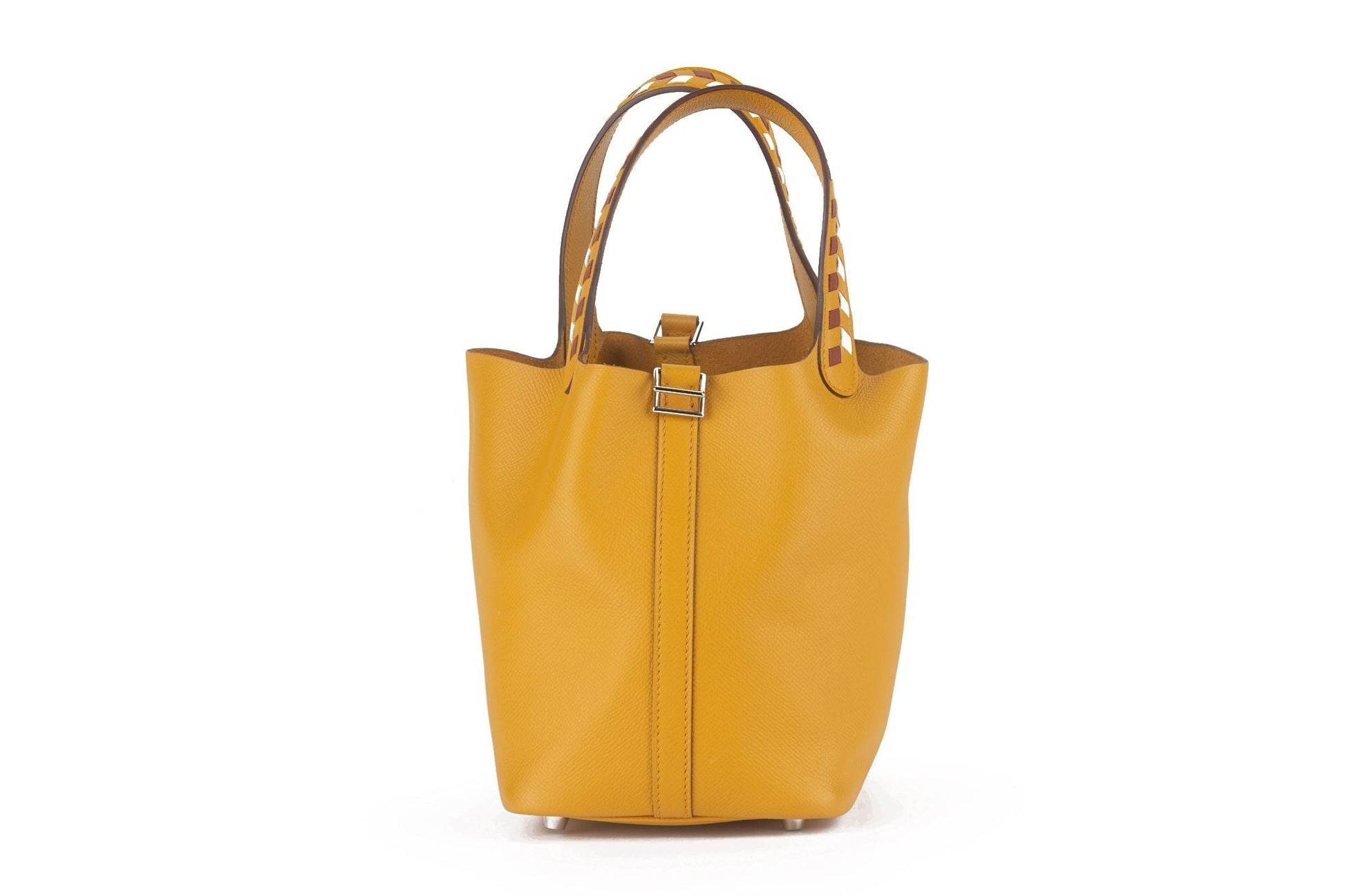 Hermes Tressage De Cuir Picotin Jaune Handbag Travel Bag