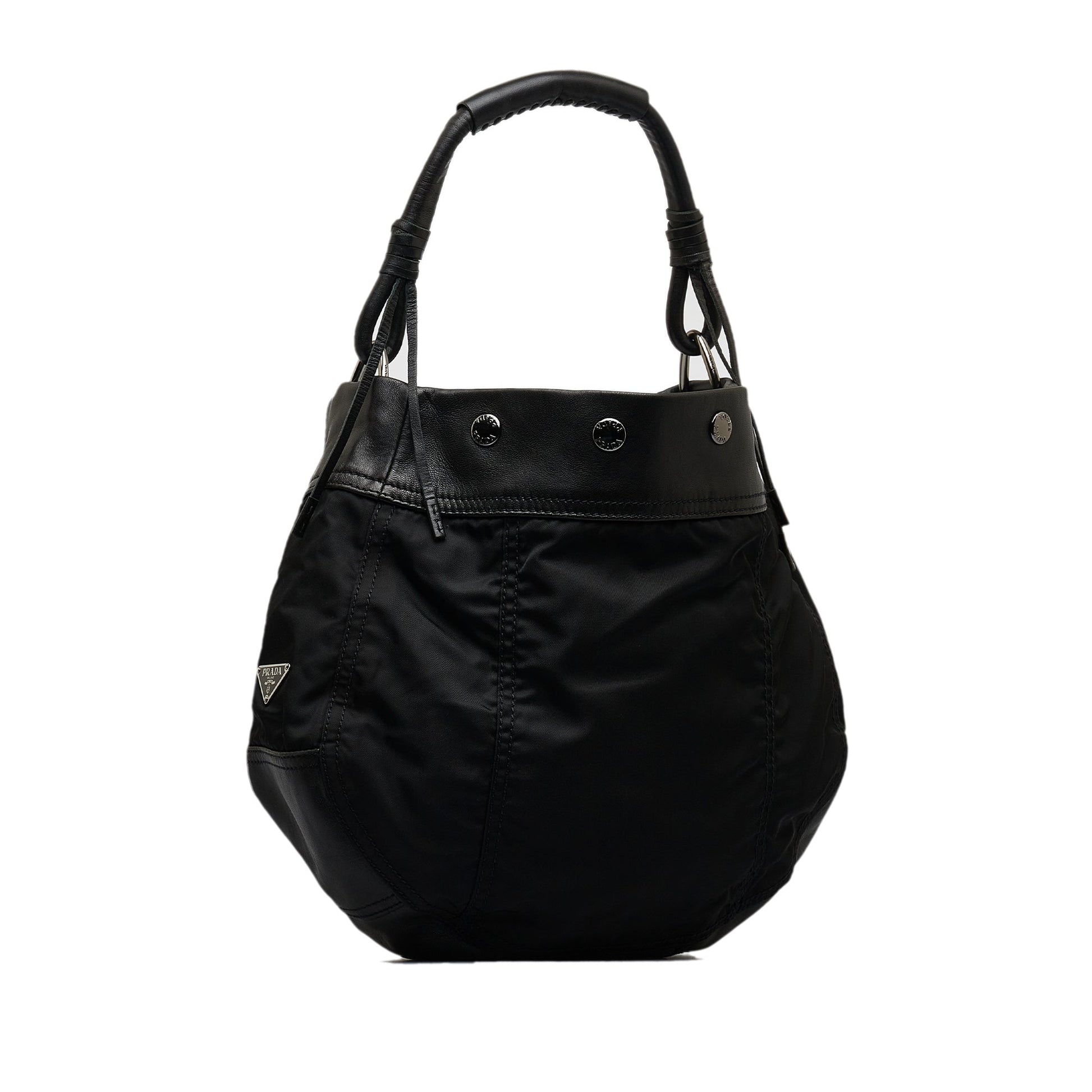 Prada Tessuto Hobo Bag Canvas Nylon Black Shoulder Bag