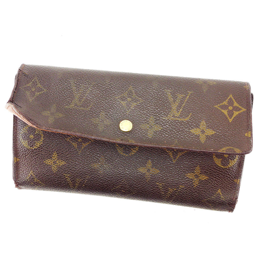Louis Vuitton Long Purse M61215 Porte Tresor Monogram Canvas Brown Wallet Case Q345