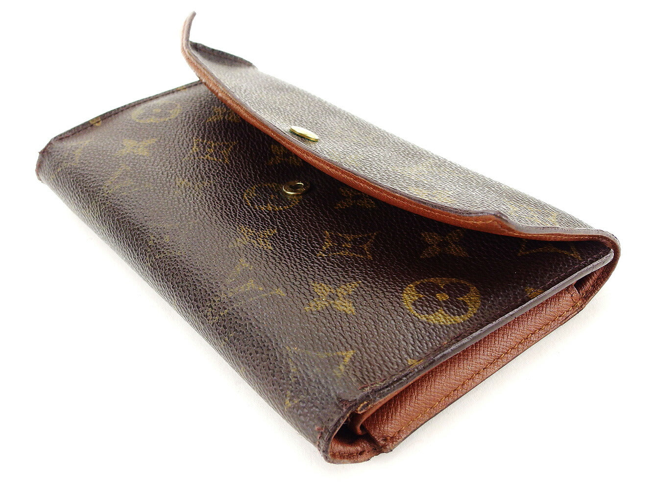 Louis Vuitton Long Purse M61215 Porte Tresor Monogram Canvas Brown Wallet Case Q345