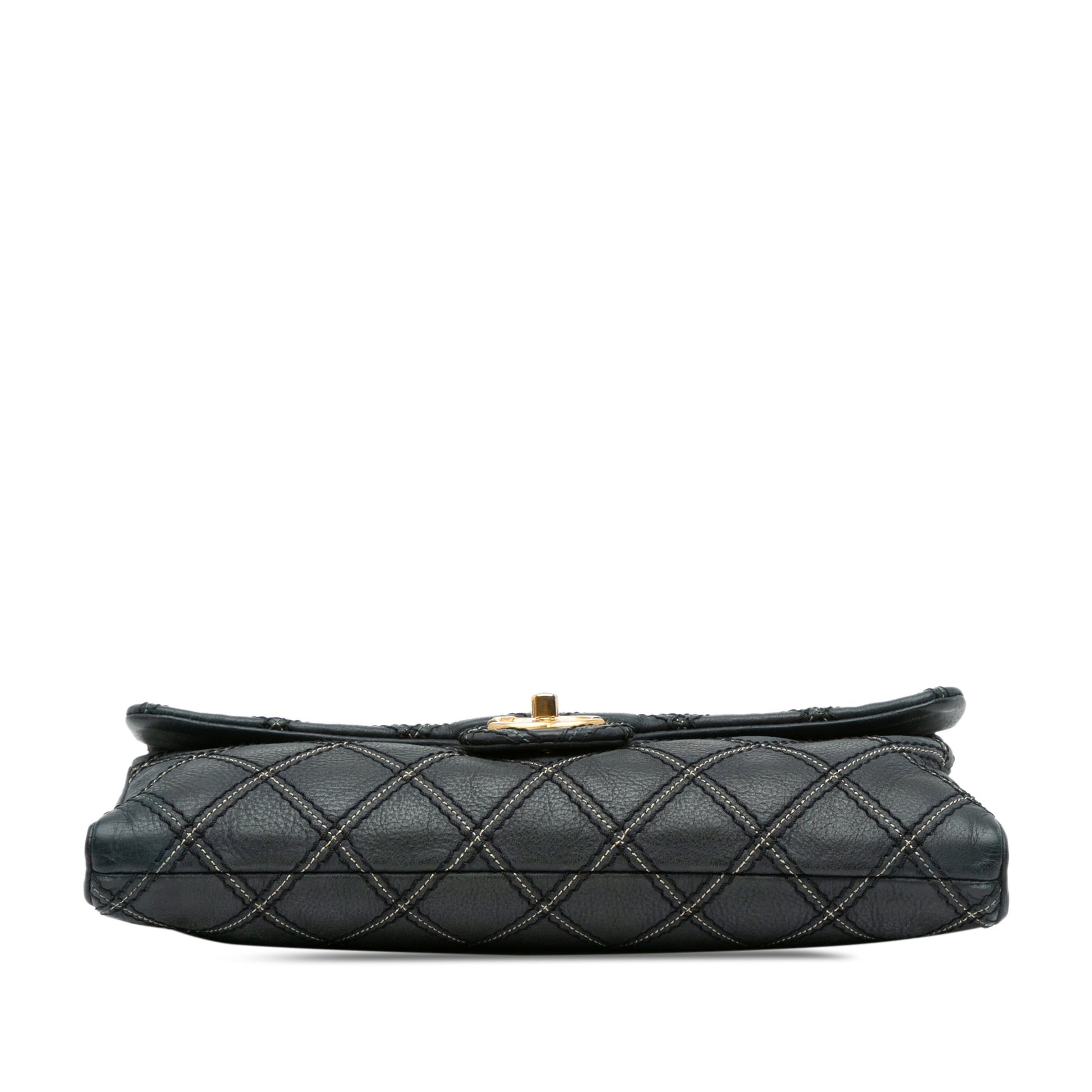 Blue Chanel Iridescent Calfskin Stitch Flap Crossbody Bag