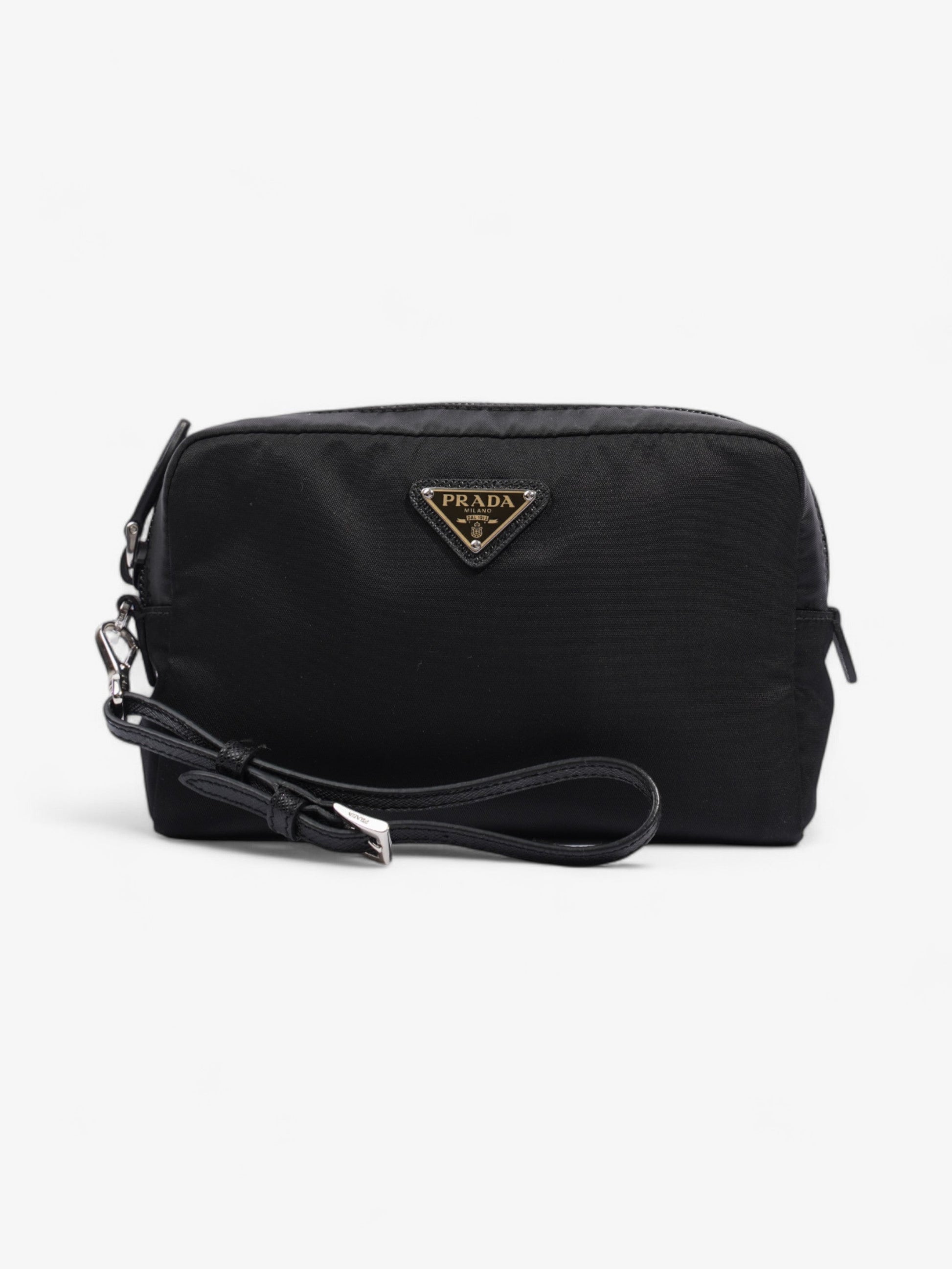 Prada Pouch Wristlet Re Clutch Bag Nylon Black