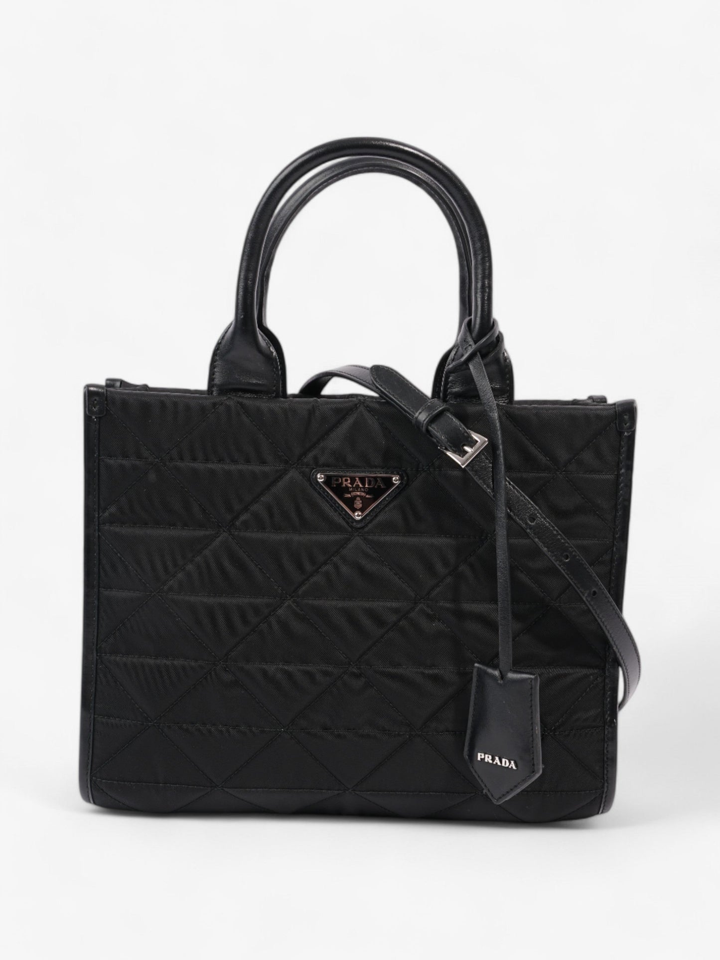 Prada Symbole Fabric Shoulder Bag Black Medium