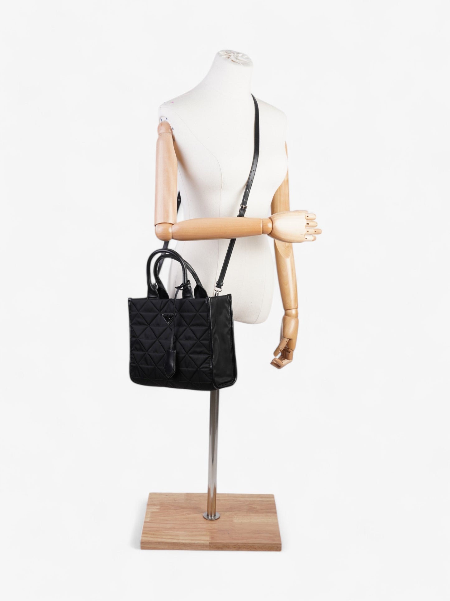 Prada Symbole Fabric Shoulder Bag Black Medium