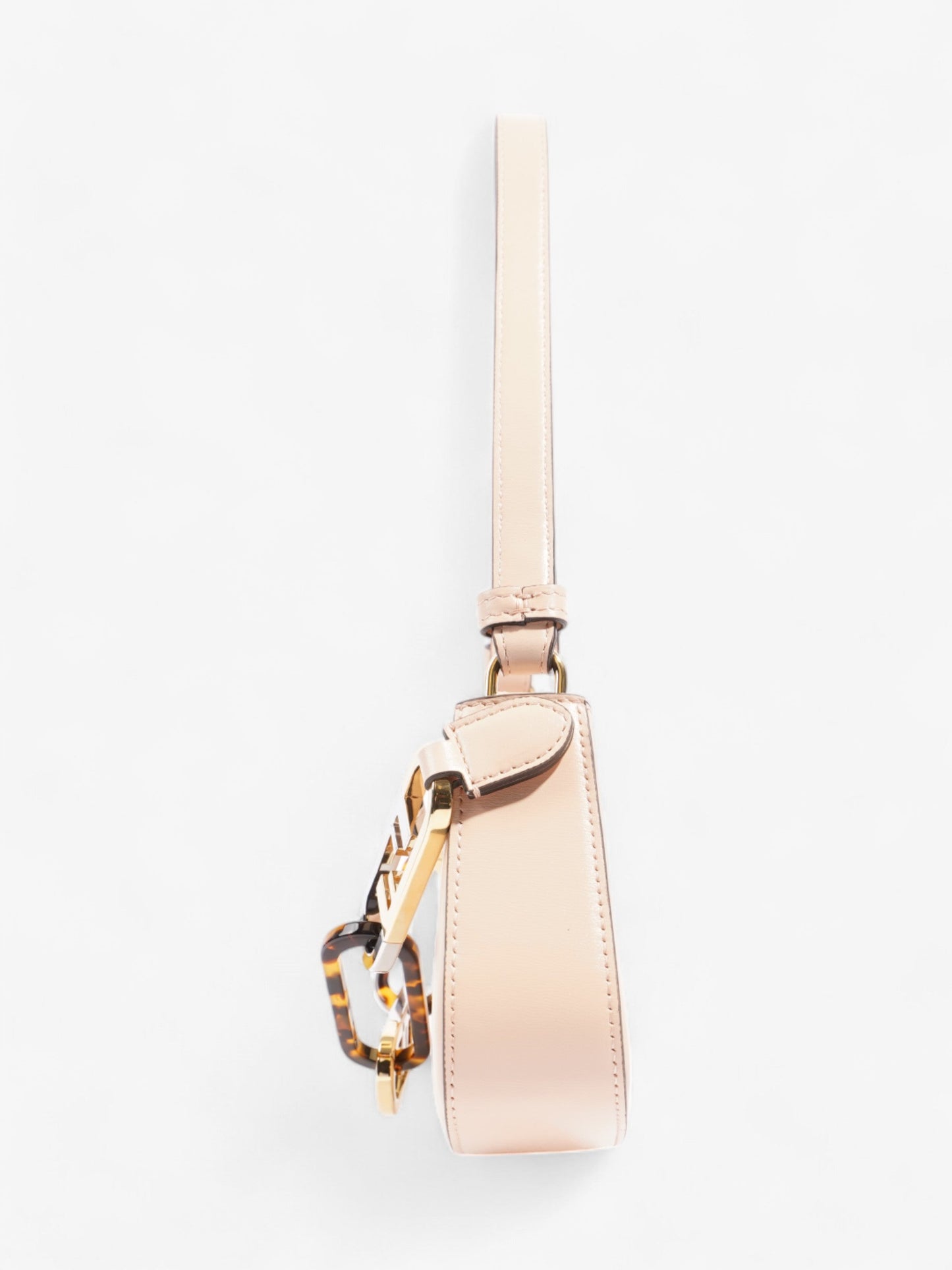 Fendi Lock Swing Light Rose Tortoise Calfskin Shoulder Bag Leather Silver