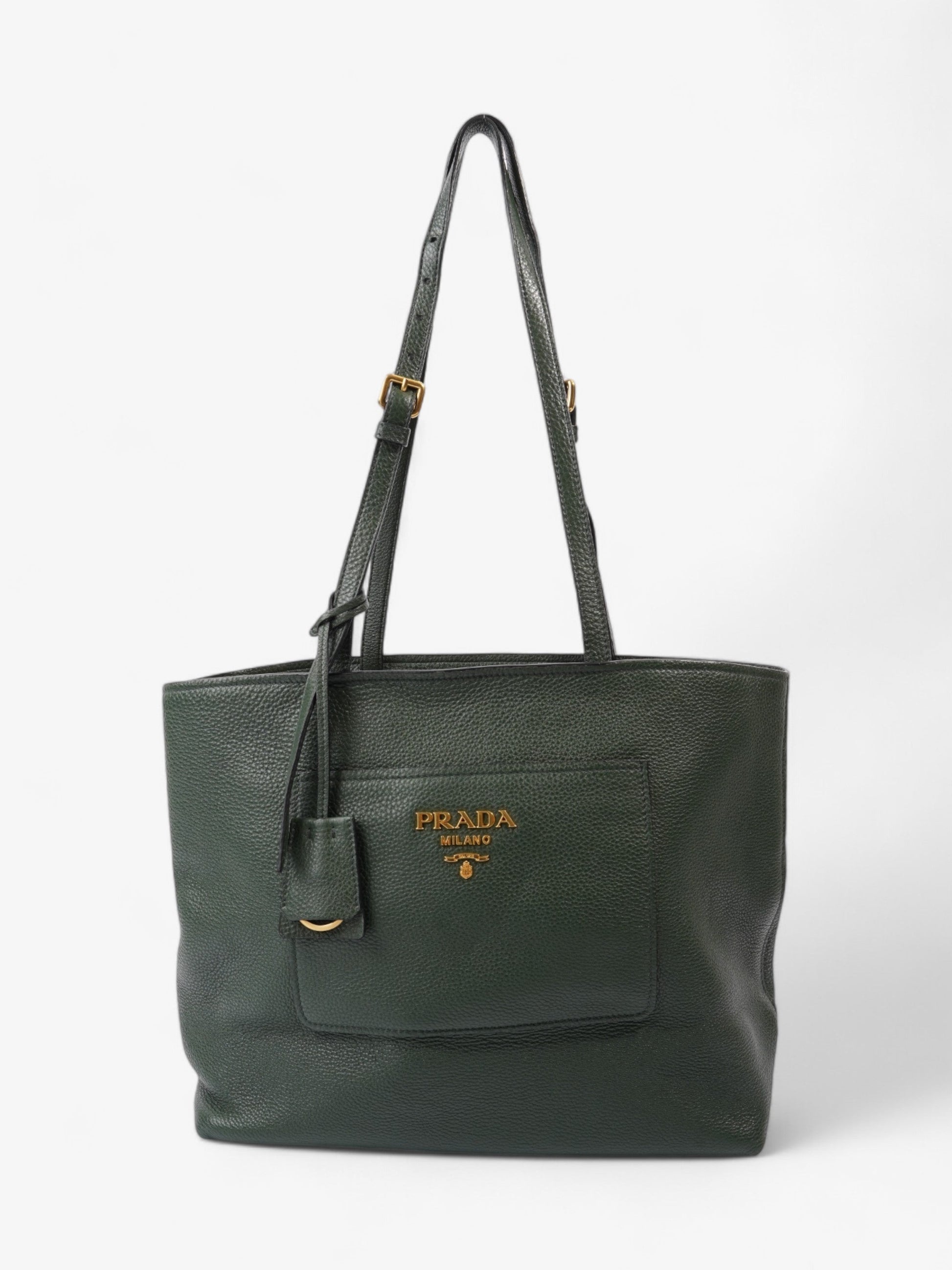 Prada Tote Leather Green Shoulder Bag
