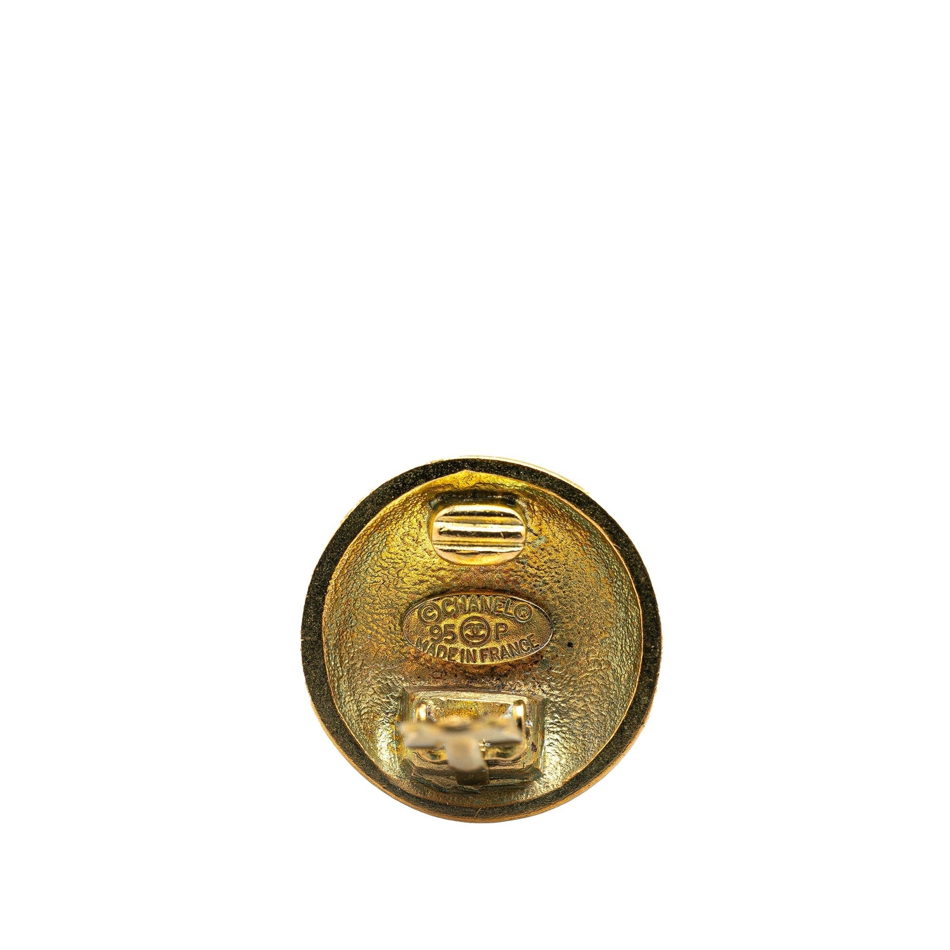Gold Chanel Gold Plated CC Clip On Earrings