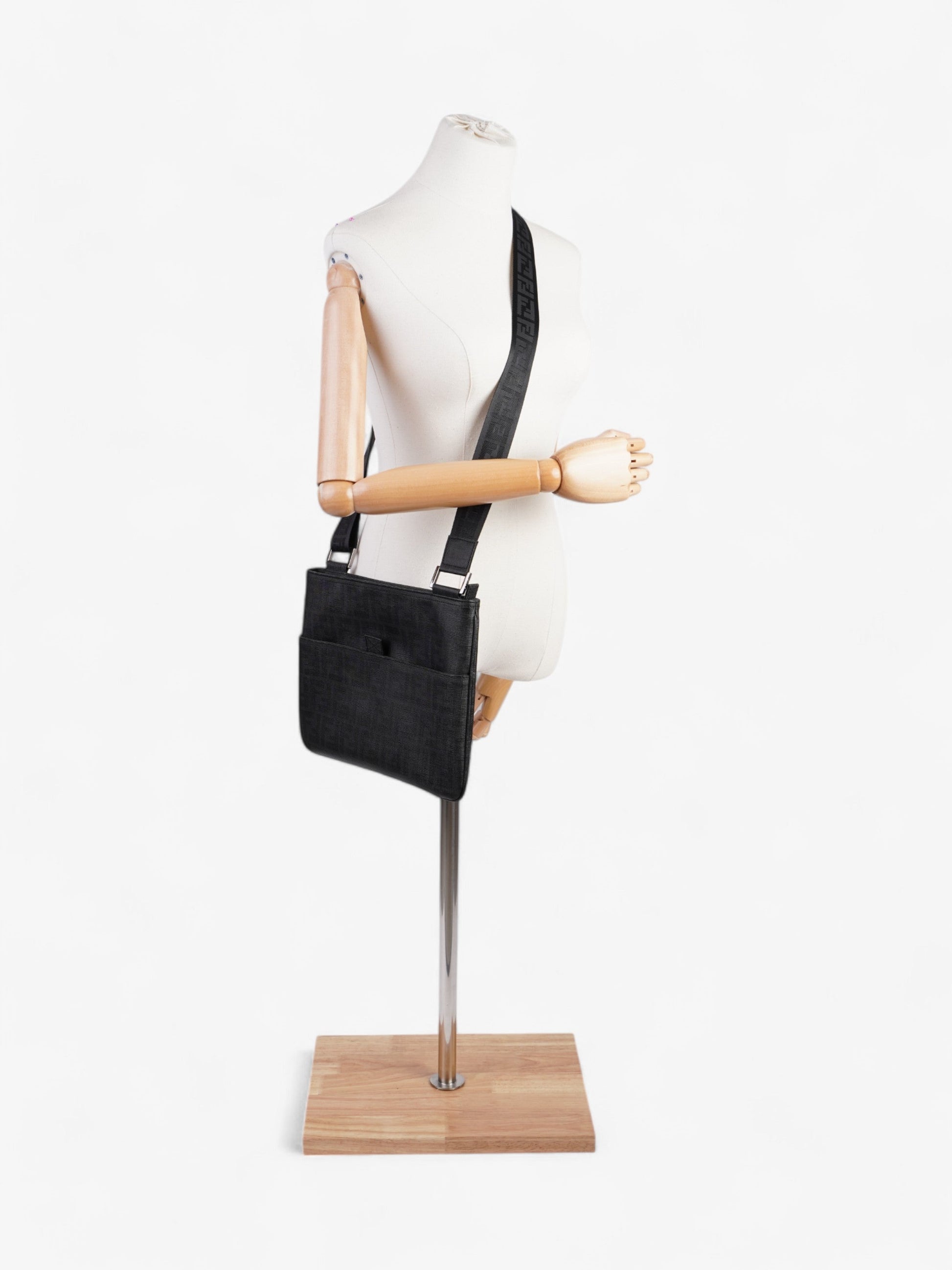 Fendi Zucca Shoulder Bag Canvas Black Bag Black Canvas